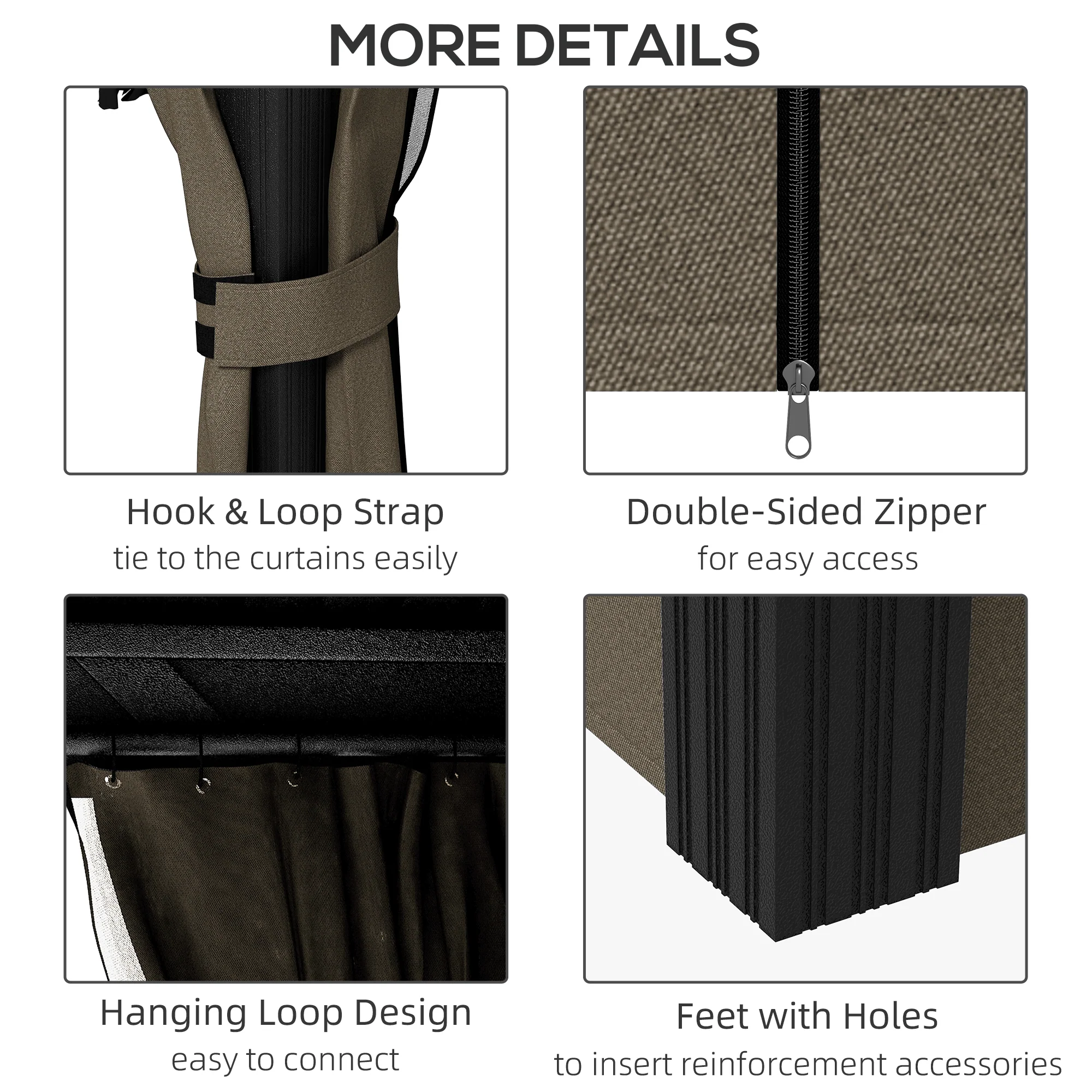 10' x 10' Hardtop Gazebo with Curtains and Netting, Dark Brown - Image 9