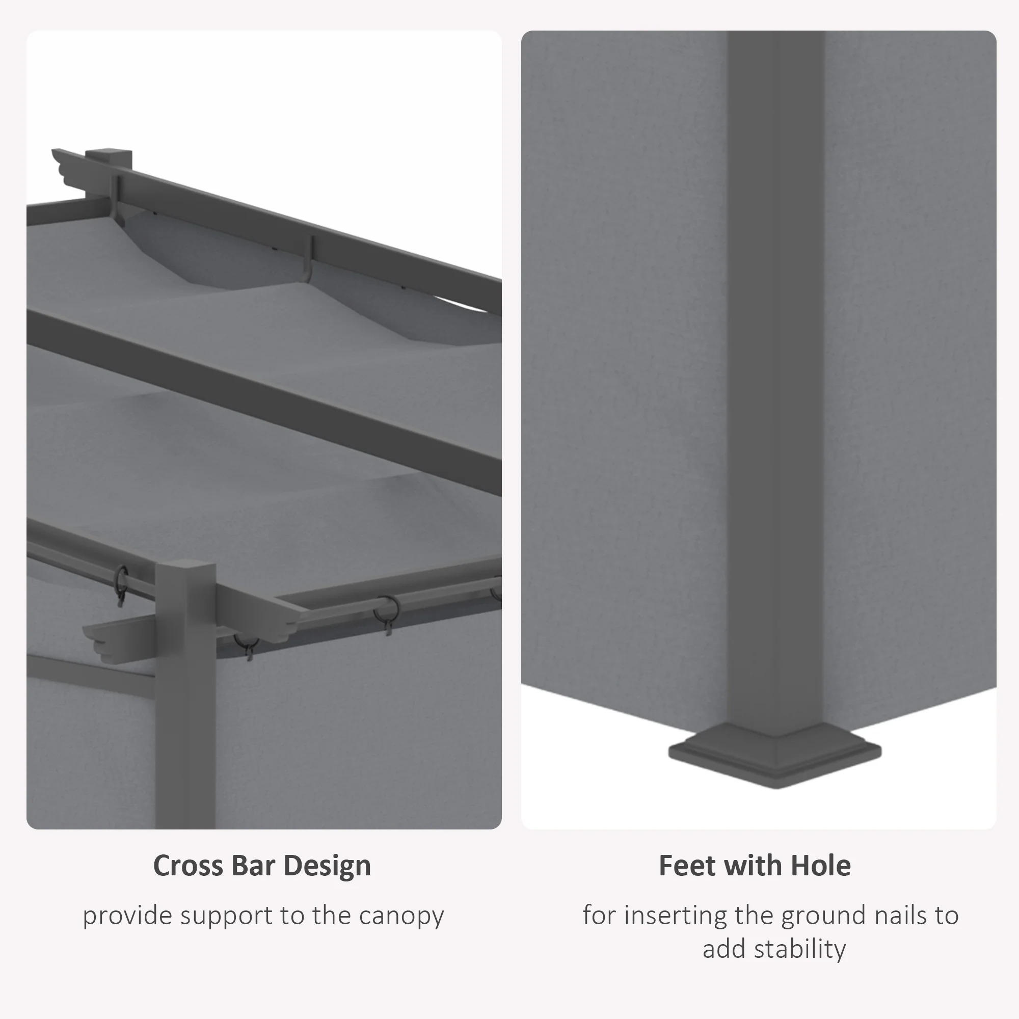 10' x 13' Metal Pergola with Sliding Roof Canopy, Dark Grey - Image 9