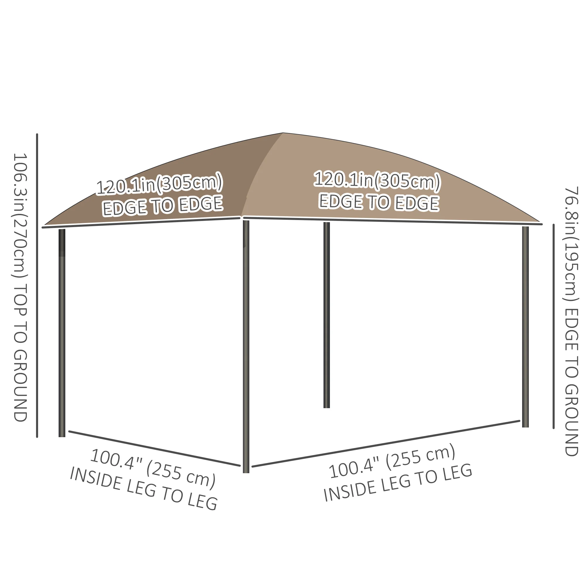 10' x 10' Hardtop Gazebo with UV60+ Polycarbonate Roof, Khaki - Image 5