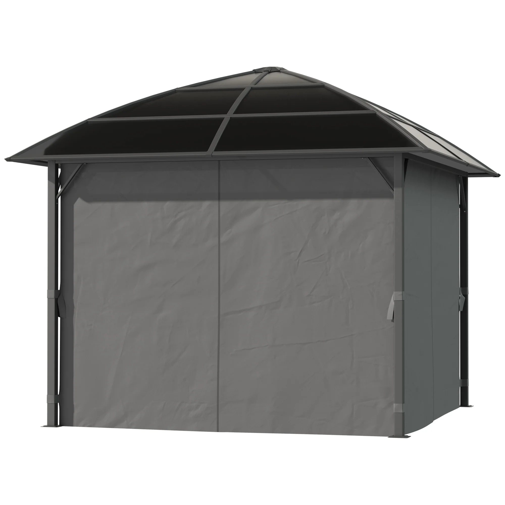 10' x 10' Pergola with Retractable Canopy & Curtains, Dark Grey - Image 2