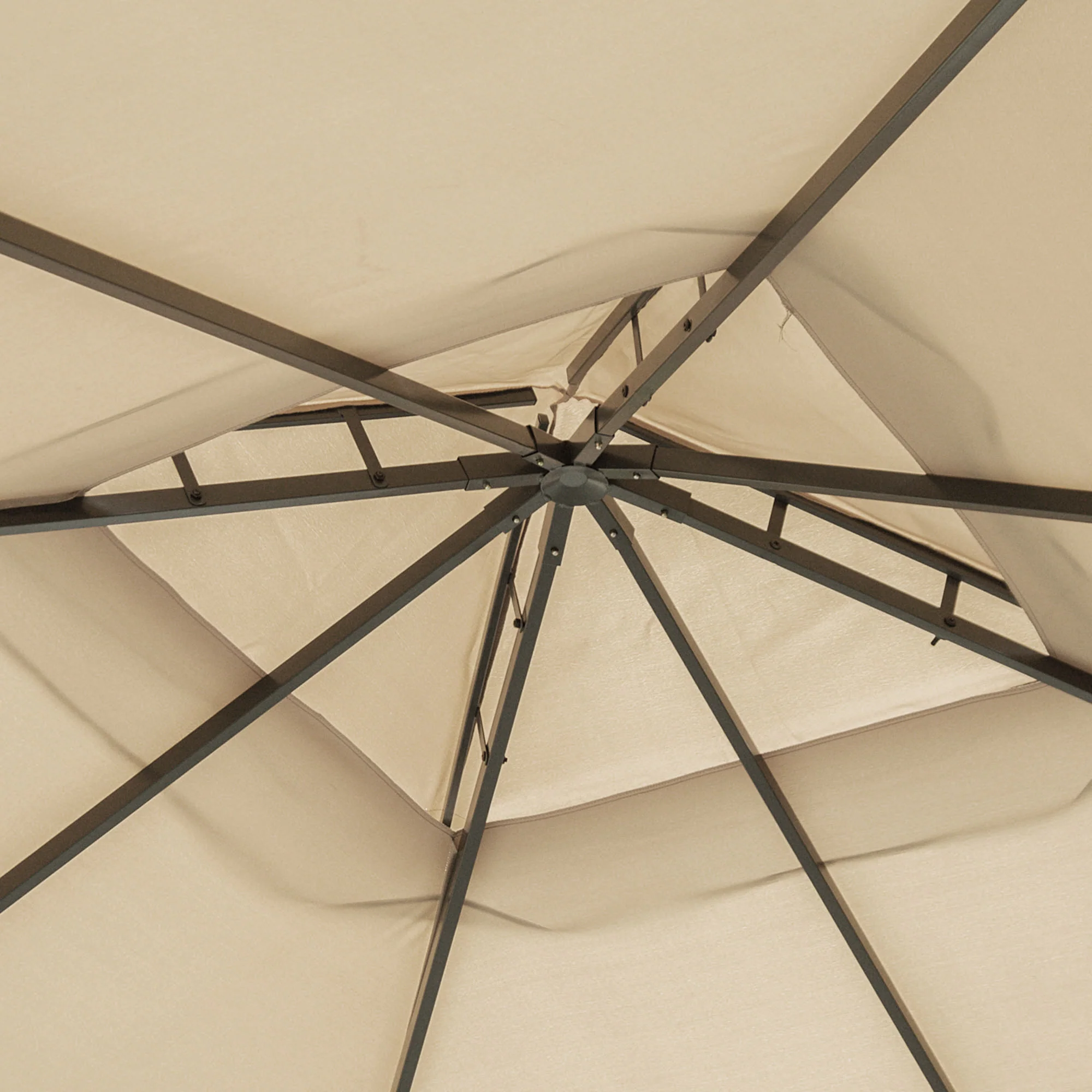 10' x 13' Soft-top Gazebo with Polyester Curtains & Mesh Screens, Khaki - Image 10