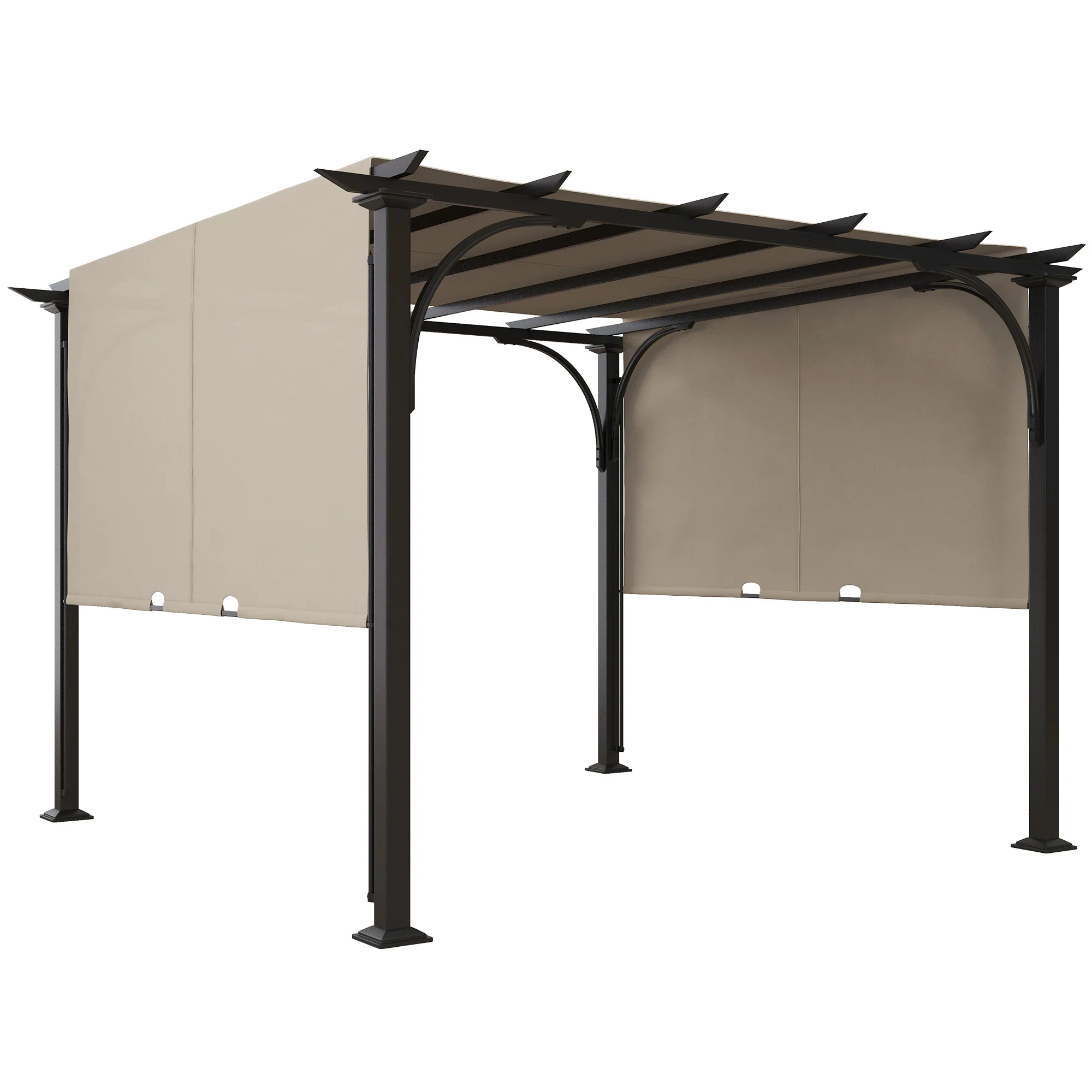 10' x 10' Outdoor Pergola Patio Gazebo Canopy Sun Shelter with Steel Frame, Beige