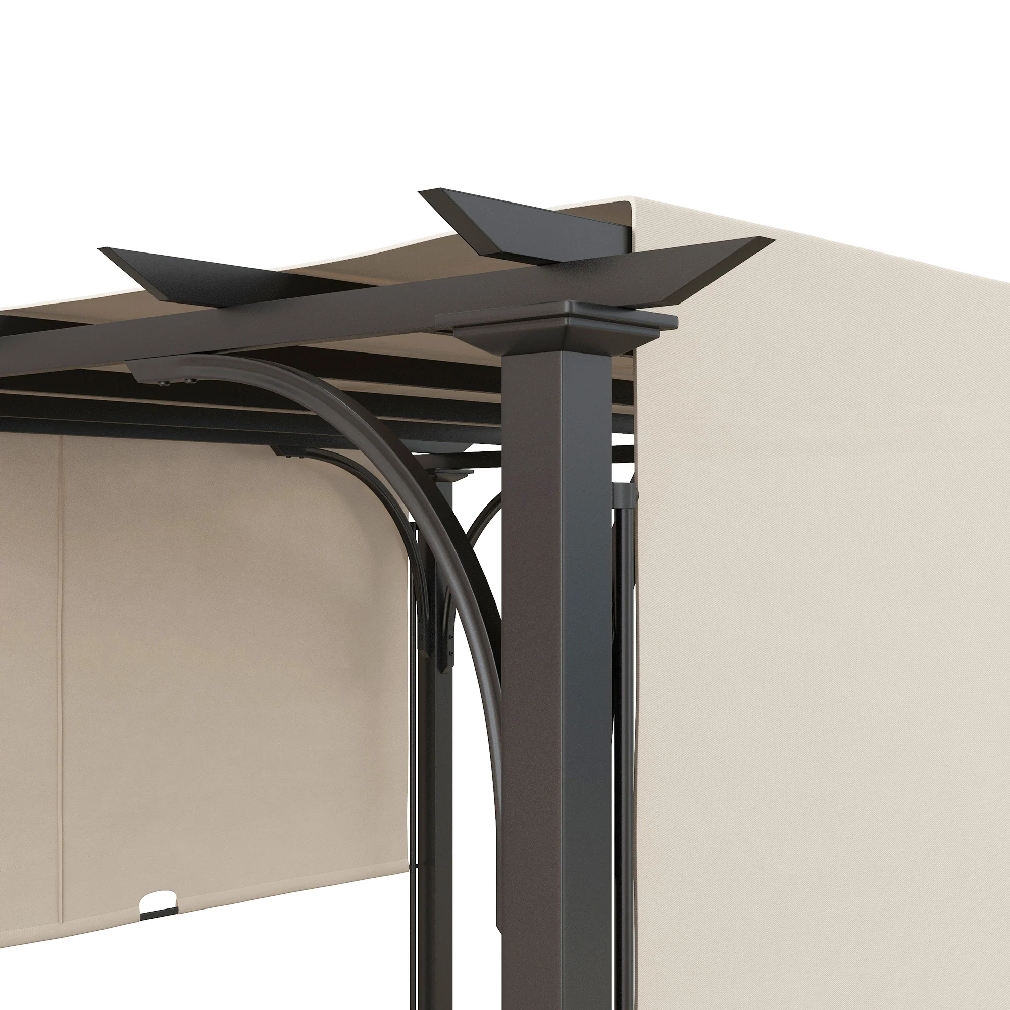 10' x 10' Outdoor Pergola Patio Gazebo Canopy Sun Shelter with Steel Frame, Beige - Image 10