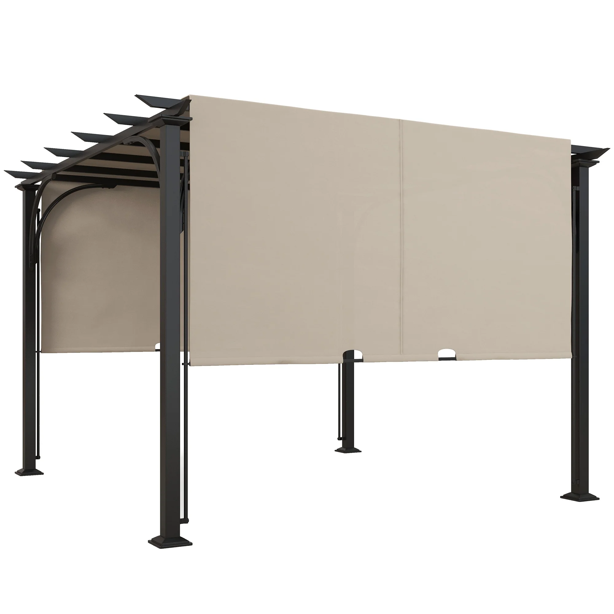 10' x 10' Outdoor Pergola Patio Gazebo Canopy Sun Shelter with Steel Frame, Beige - Image 2