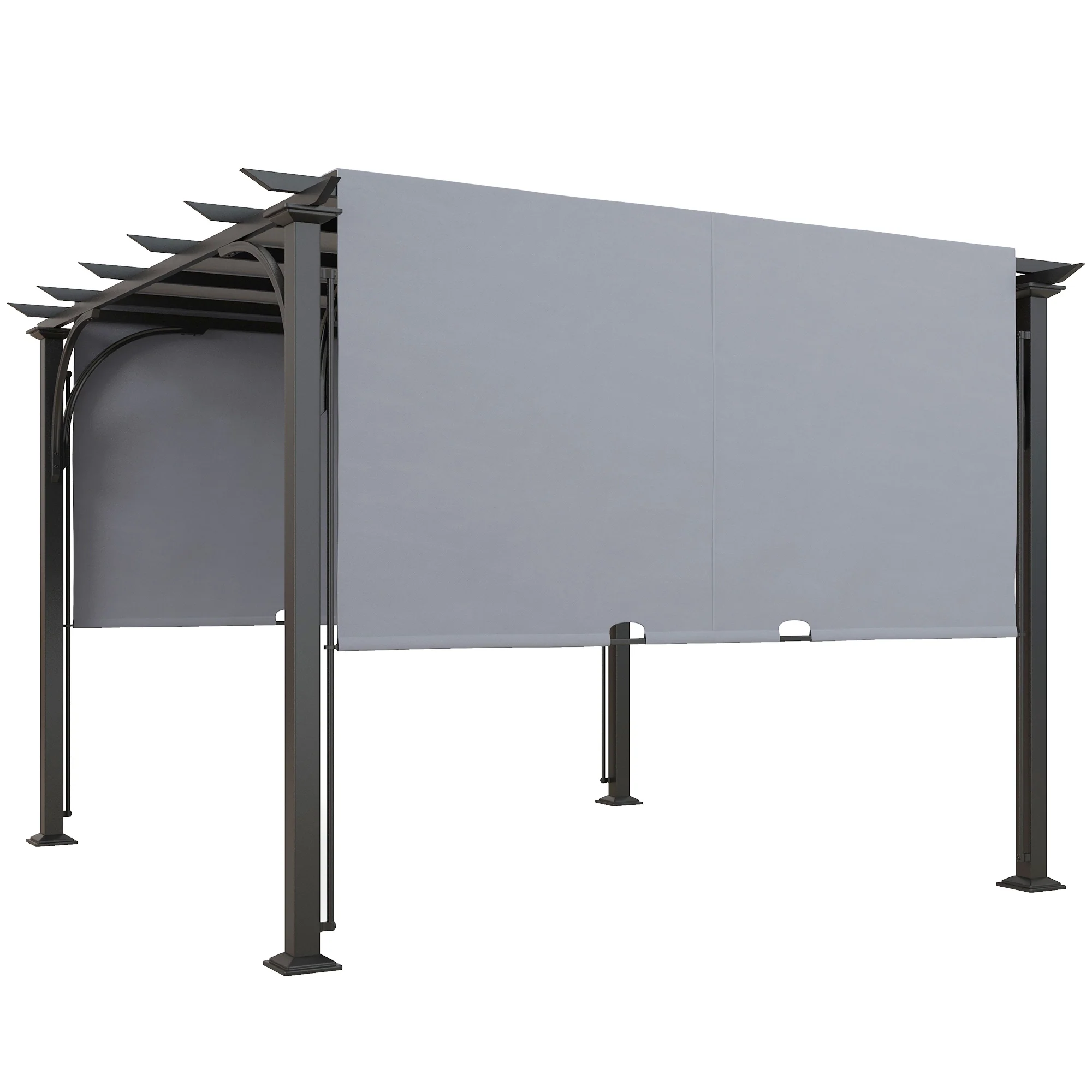 10' x 10' Outdoor Pergola Patio Gazebo Canopy Sun Shelter with Steel Frame, Grey - Image 2