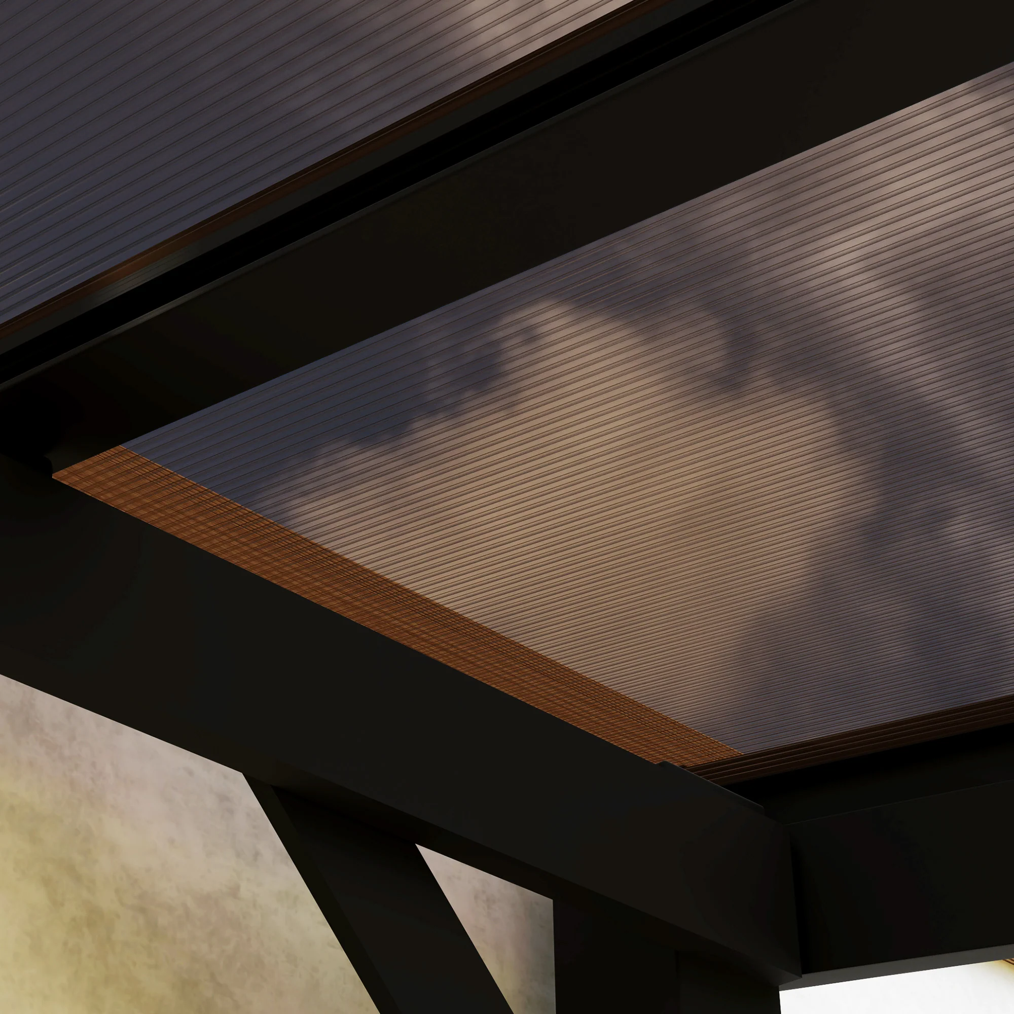 10' x 10' Wall-Mounted / Free Standing Outdoor Pergola with Polycarbonate Roof, Dark Grey - Image 11