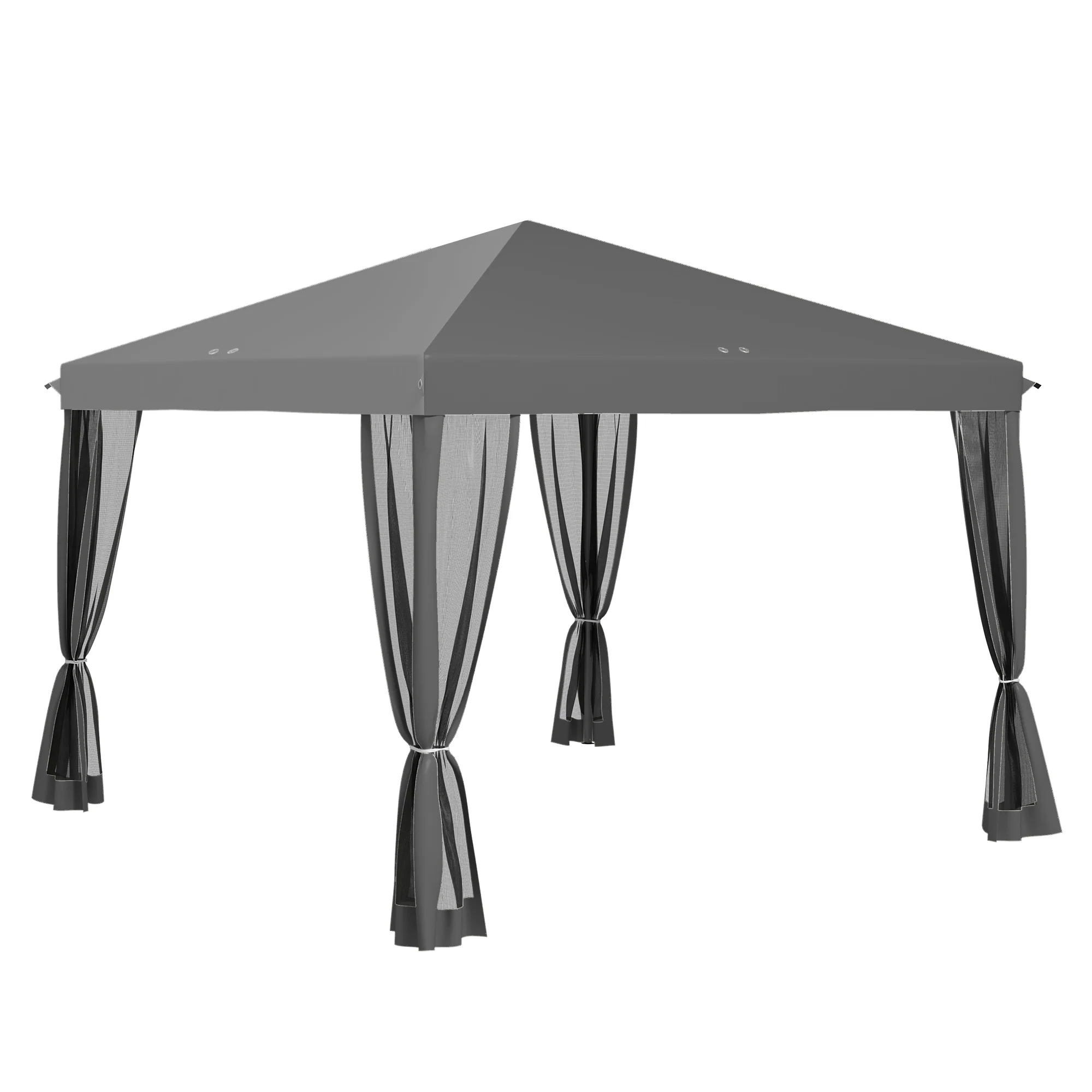 10' x 10' Pop Up Canopy Tent with Mesh Sidewalls and Carry Bag, Light Grey - Image 12