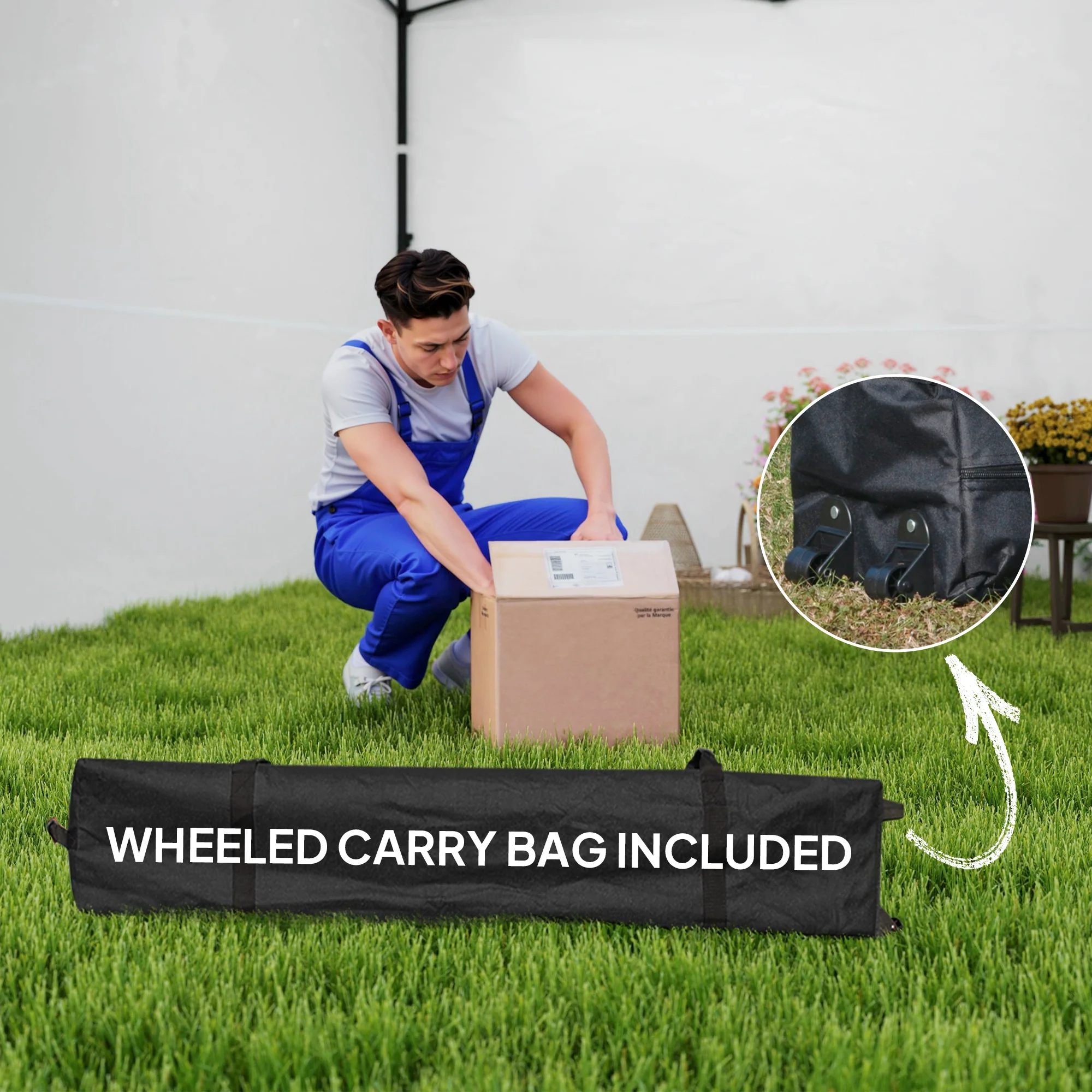 10' x 10' Pop-Up Canopy with Sidewalls, Height Adjustable Sun Shelter with Wheeled Bag and Sand Bags - Image 10