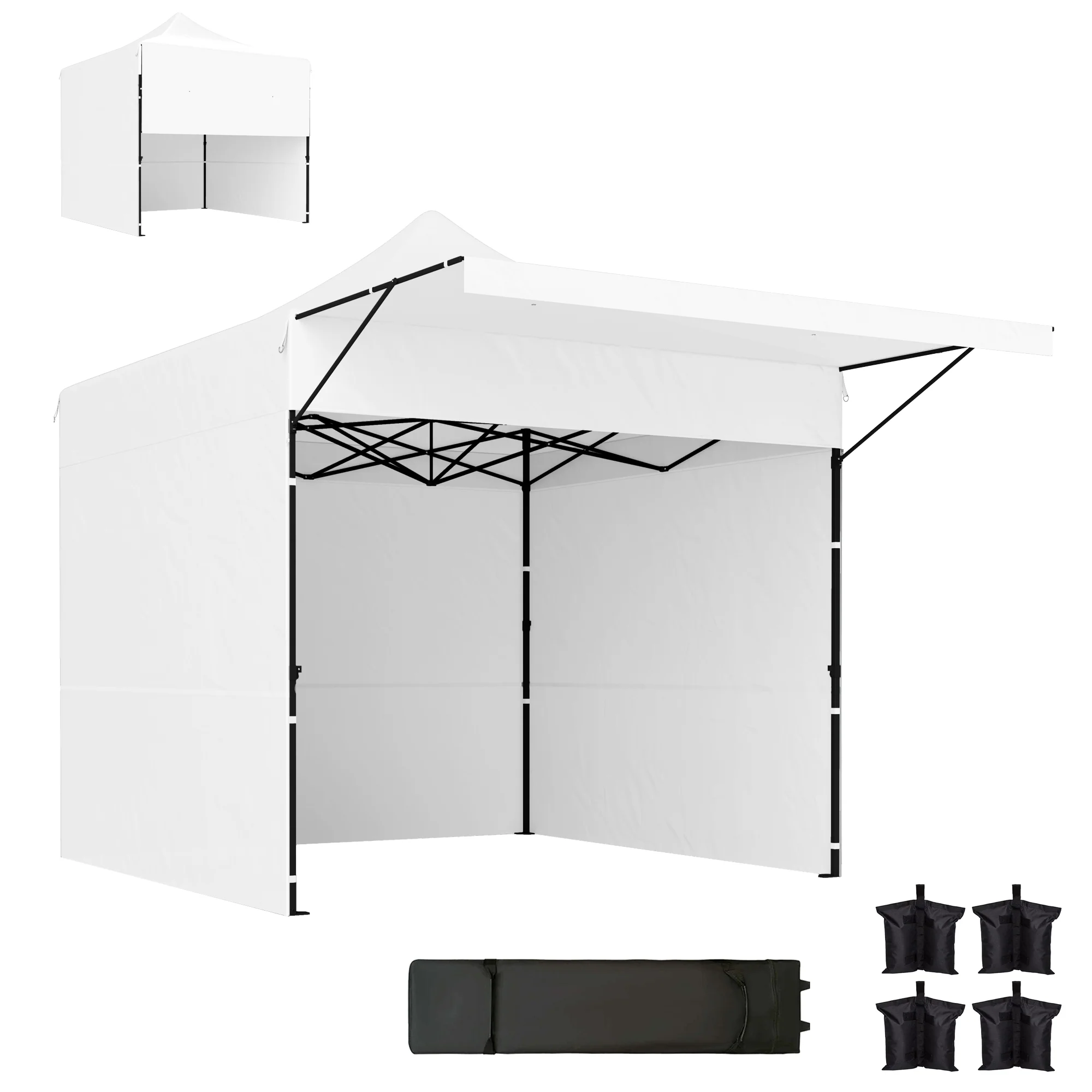 10' x 10' Pop-Up Canopy with Sidewalls, Height Adjustable Sun Shelter with Wheeled Bag and Sand Bags - Image 12