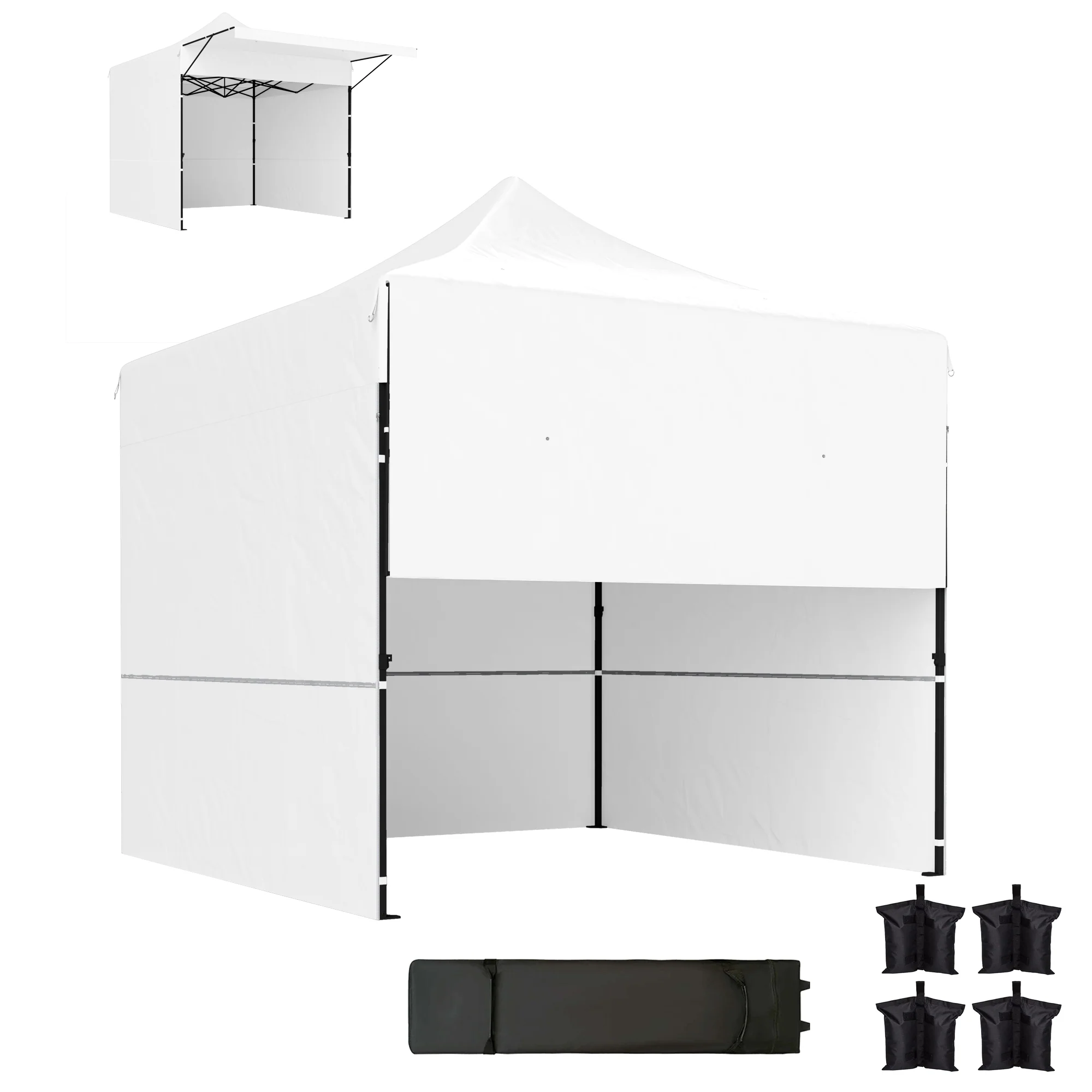 10' x 10' Pop-Up Canopy with Sidewalls, Height Adjustable Sun Shelter with Wheeled Bag and Sand Bags - Image 2
