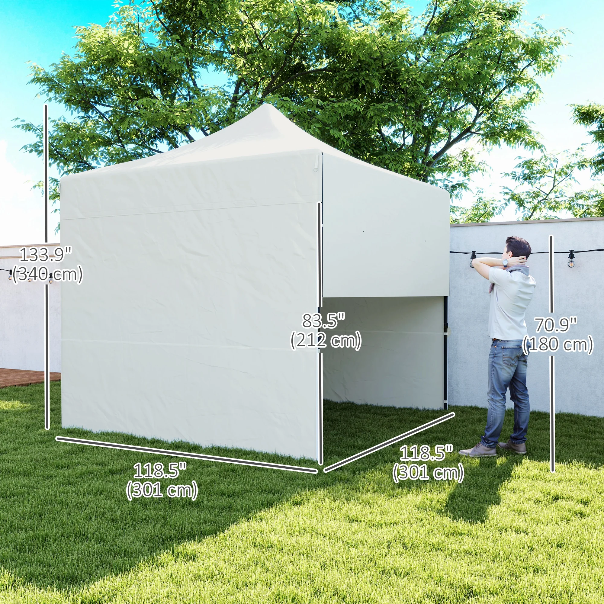 10' x 10' Pop-Up Canopy with Sidewalls, Height Adjustable Sun Shelter with Wheeled Bag and Sand Bags - Image 5