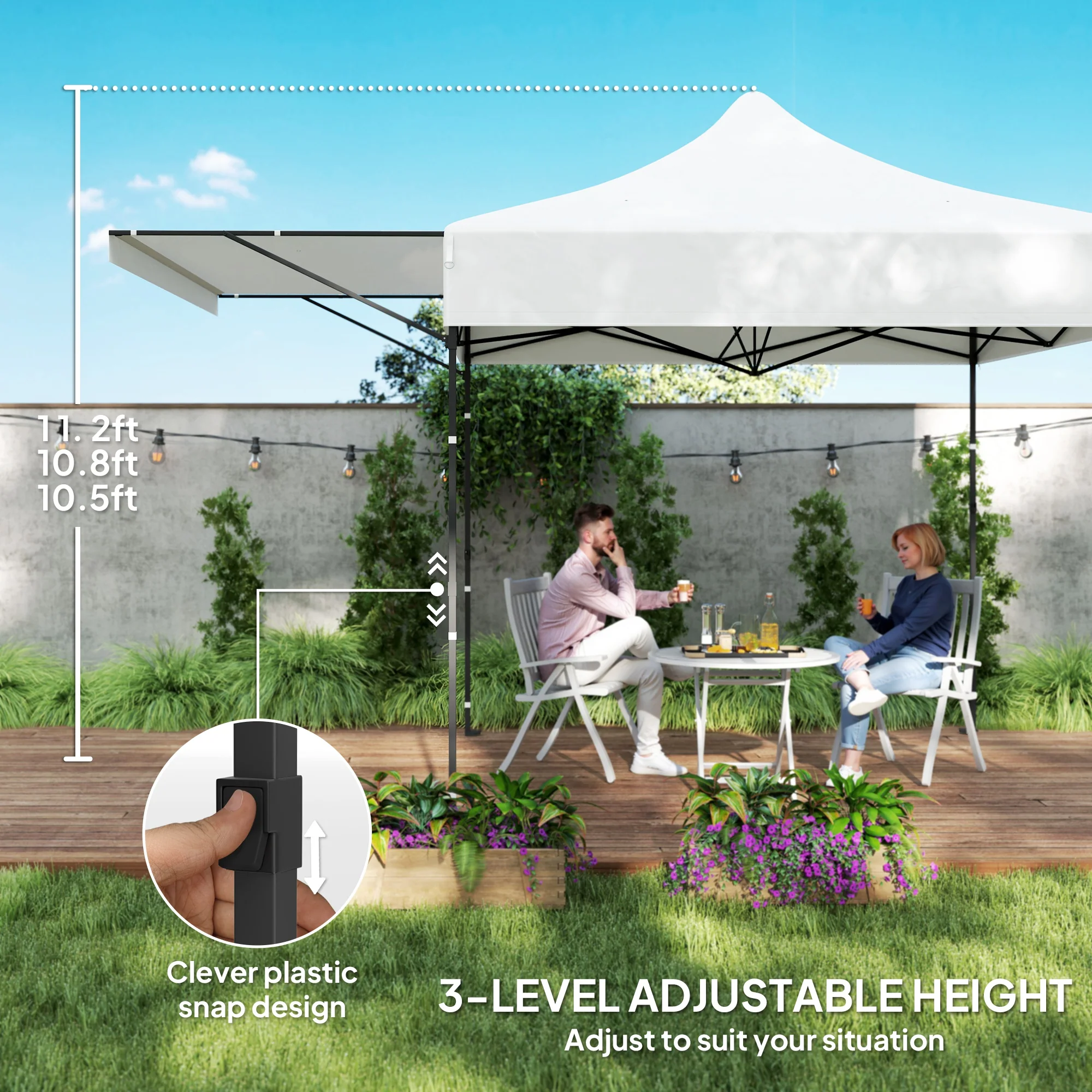 10' x 10' Pop-Up Canopy with Sidewalls, Height Adjustable Sun Shelter with Wheeled Bag and Sand Bags - Image 7