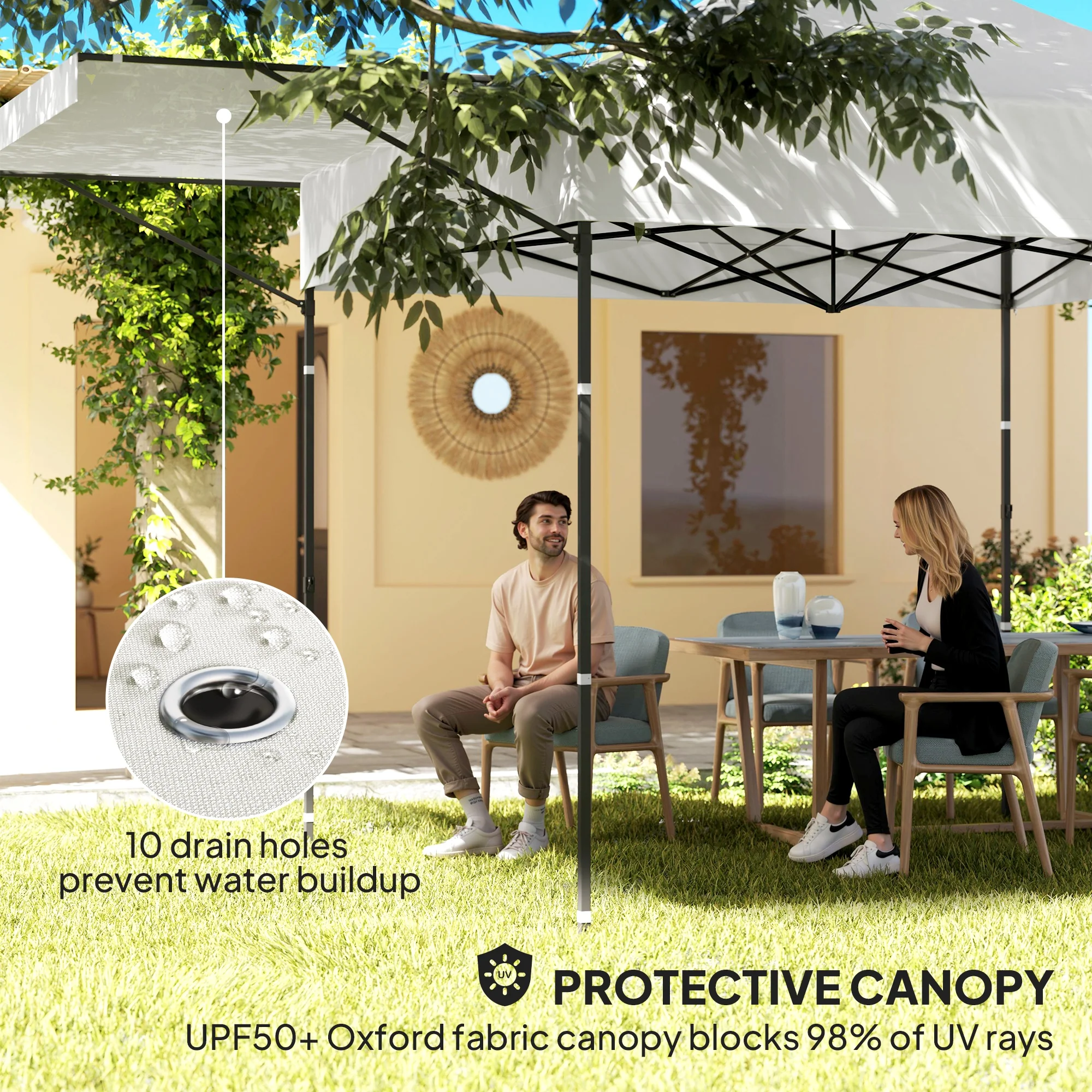 10' x 10' Pop-Up Canopy with Sidewalls, Height Adjustable Sun Shelter with Wheeled Bag and Sand Bags - Image 8