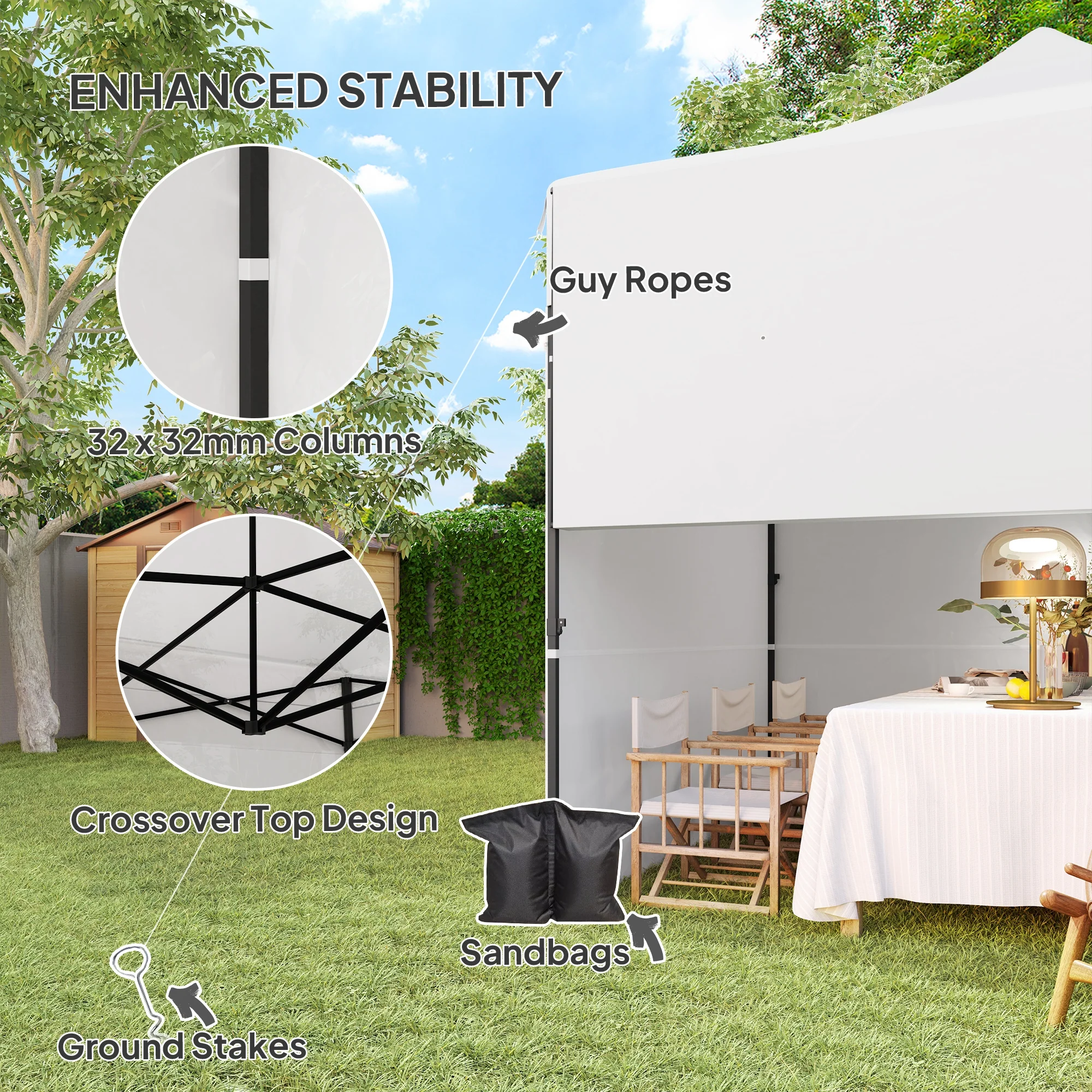 10' x 10' Pop-Up Canopy with Sidewalls, Height Adjustable Sun Shelter with Wheeled Bag and Sand Bags - Image 9