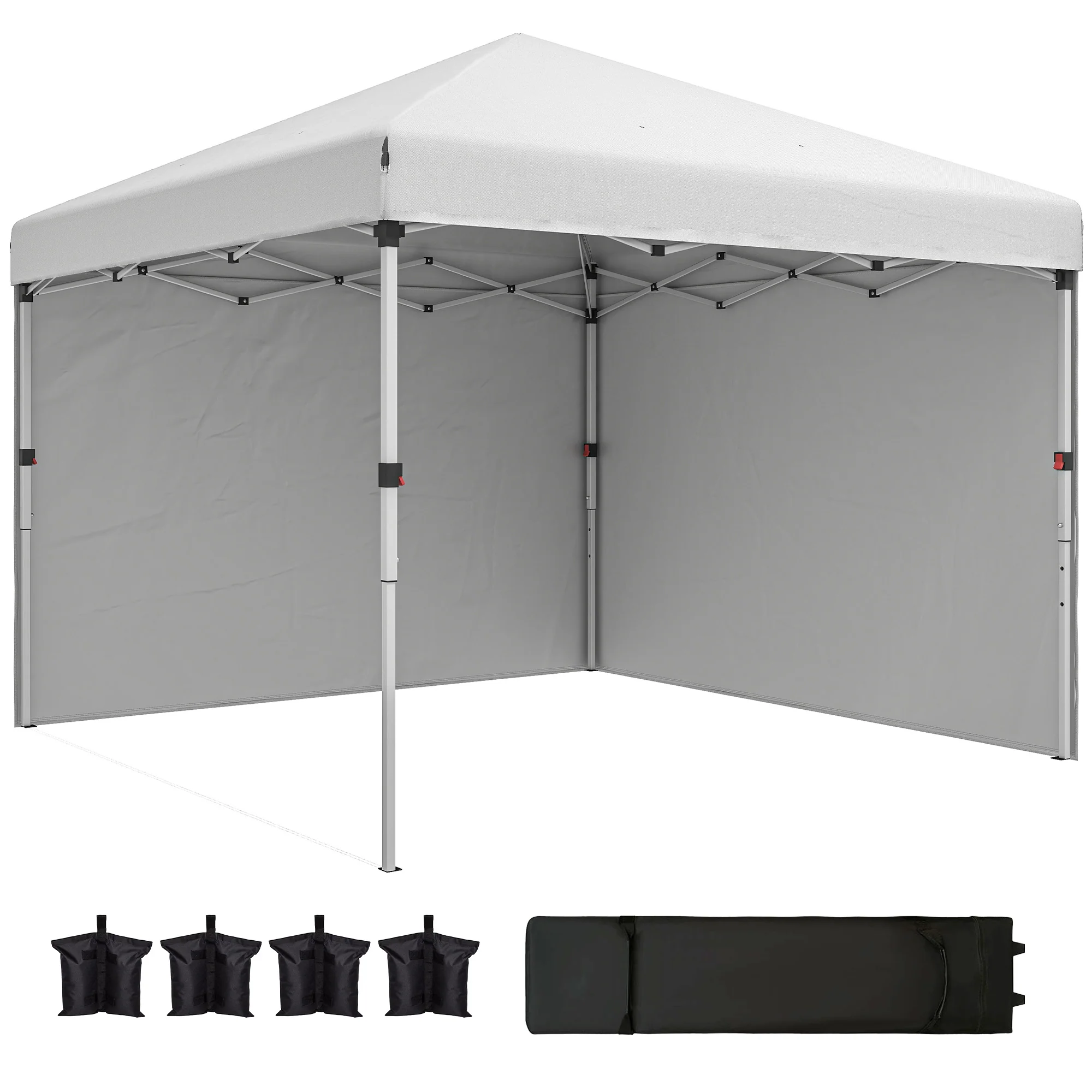 10' x 10' Pop Up Canopy Tent with Sidewalls and Roller Bag, White
