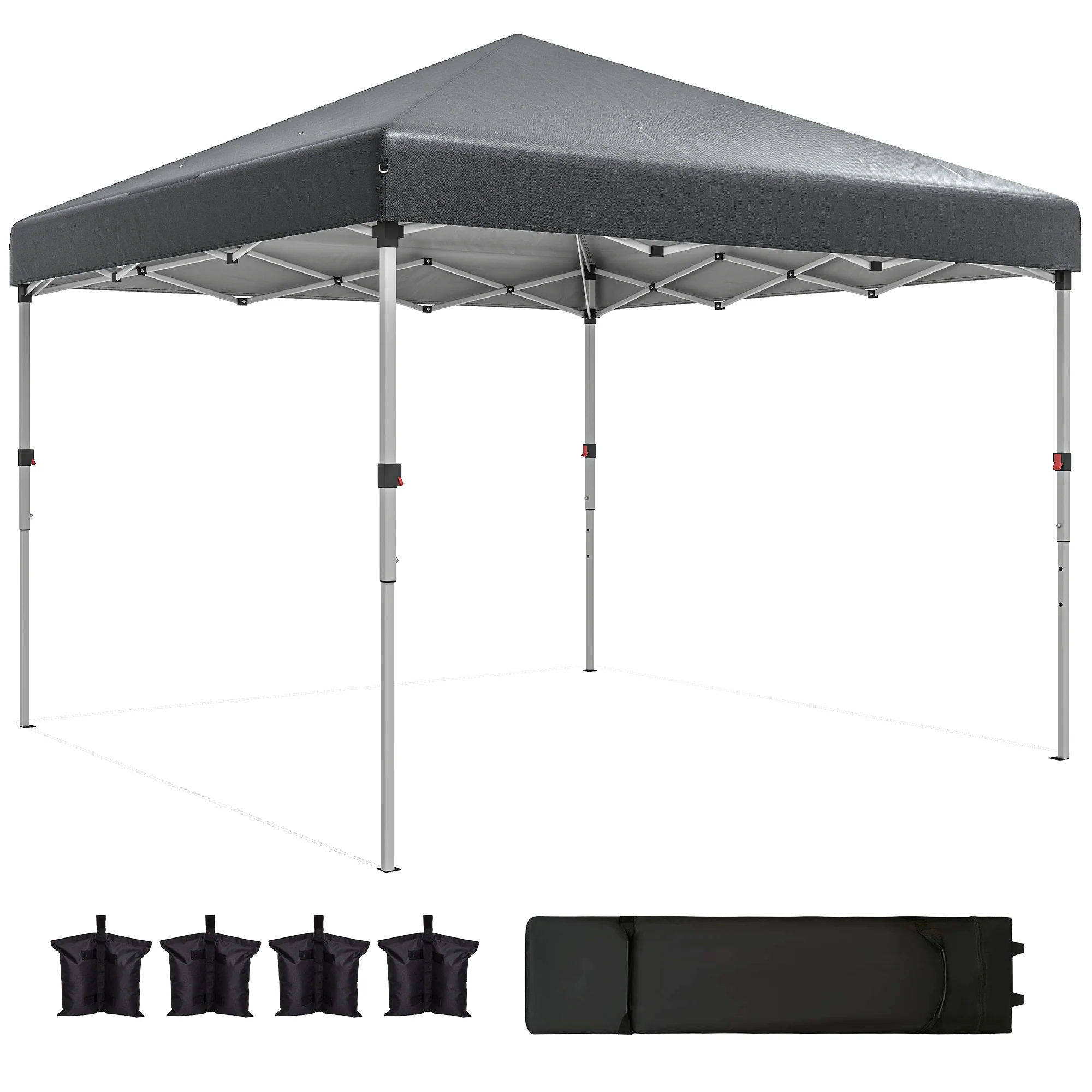 10' x 10' Pop Up Canopy Tent with Sidewalls and Roller Bag, Dark Grey - Image 2