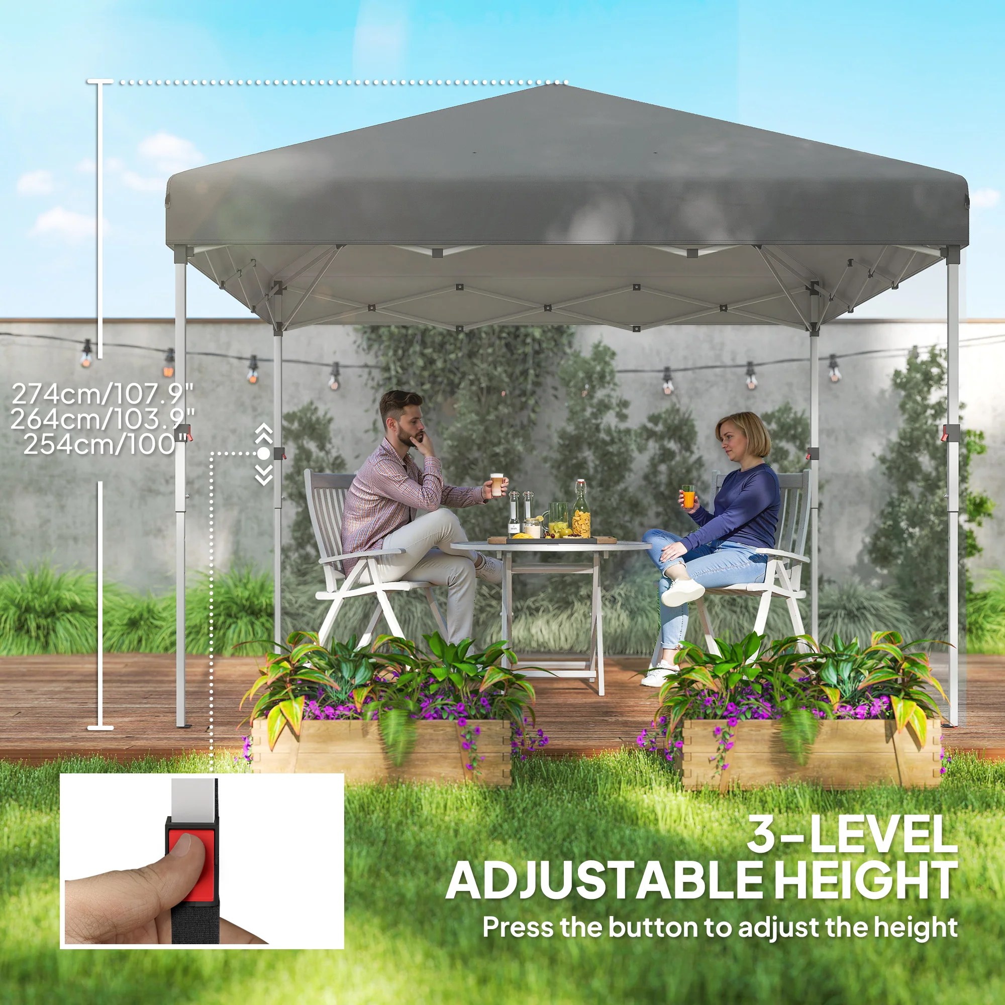10' x 10' Pop Up Canopy Tent with Sidewalls and Roller Bag, Dark Grey - Image 9