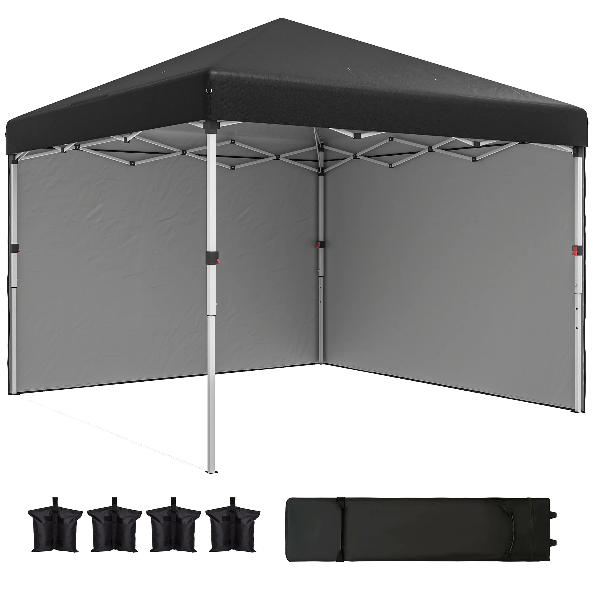 10' x 10' Pop Up Canopy Tent with Sidewalls and Roller Bag, Black