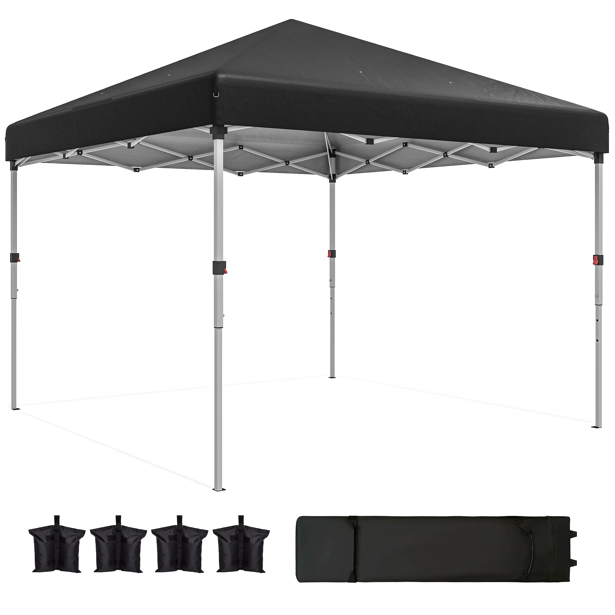 10' x 10' Pop Up Canopy Tent with Sidewalls and Roller Bag, Black - Image 2