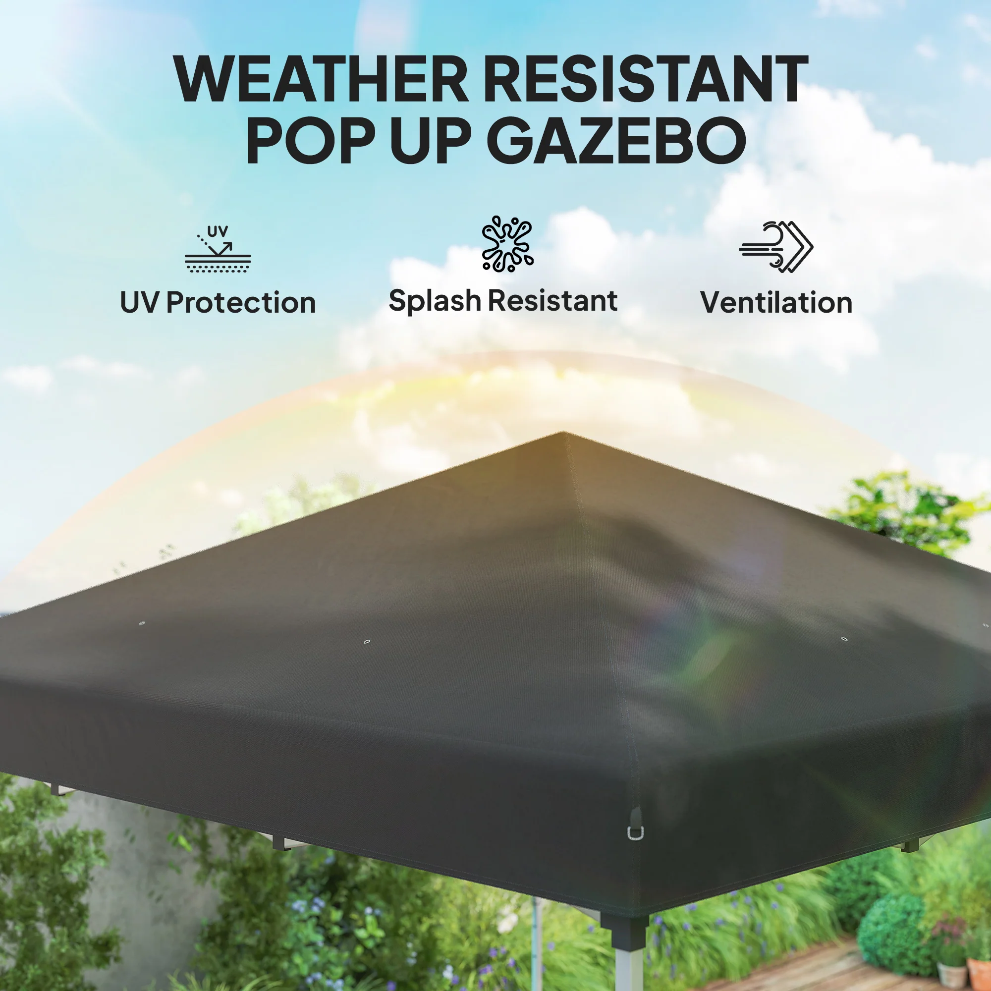 10' x 10' Pop Up Canopy Tent with Sidewalls and Roller Bag, Black - Image 8