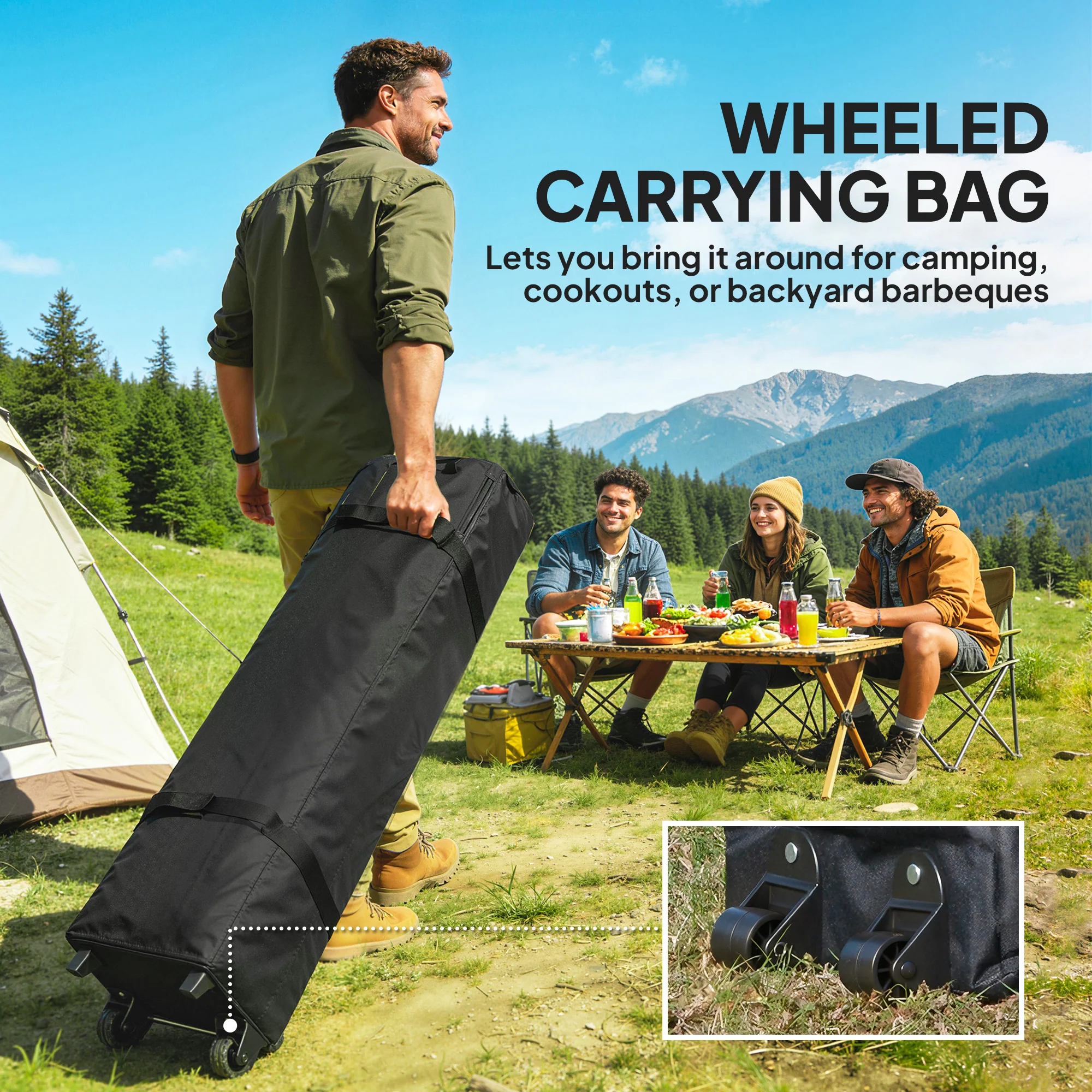 10' x 10' Pop Up Canopy Tent with Sidewalls and Roller Bag, Light Grey - Image 11