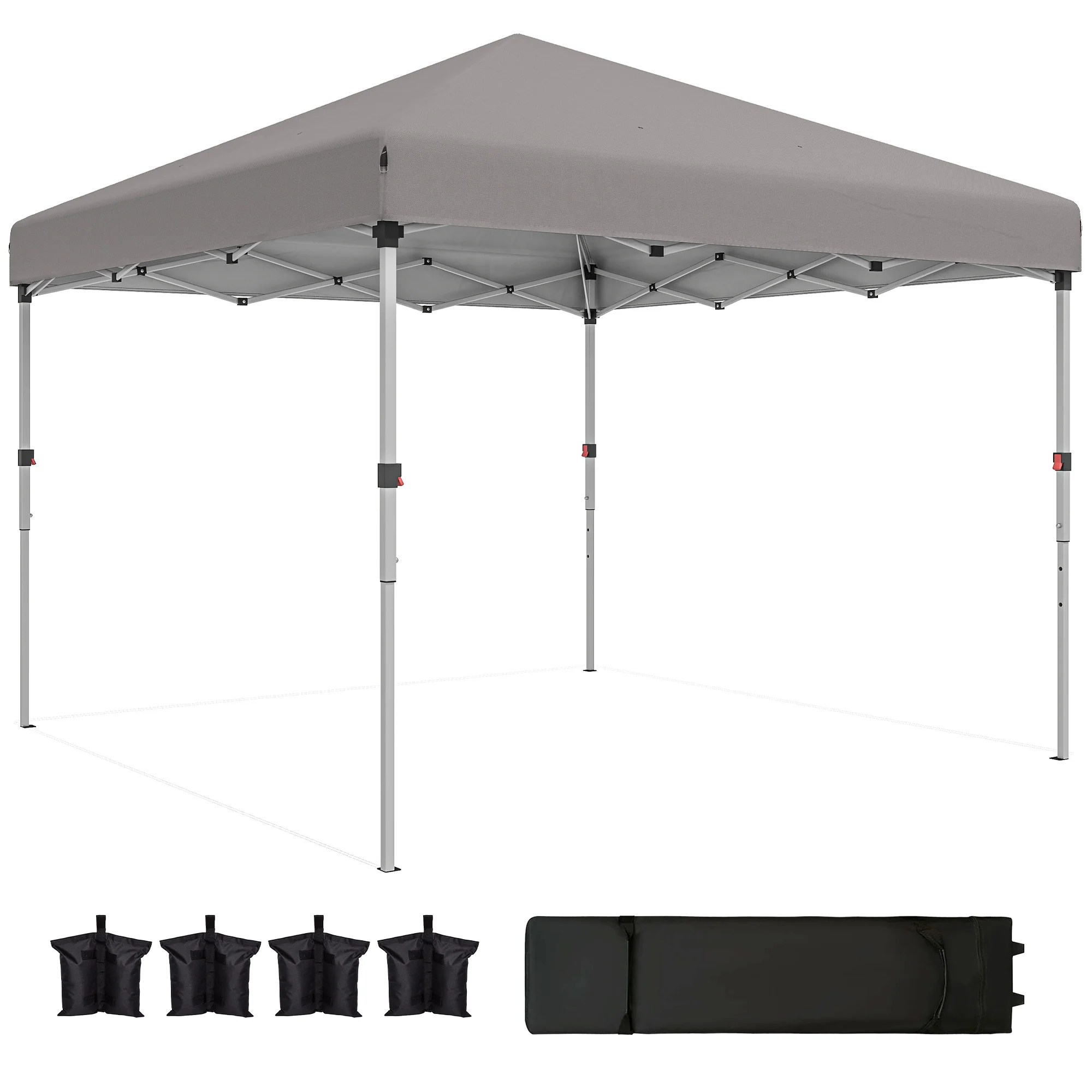 10' x 10' Pop Up Canopy Tent with Sidewalls and Roller Bag, Light Grey - Image 2