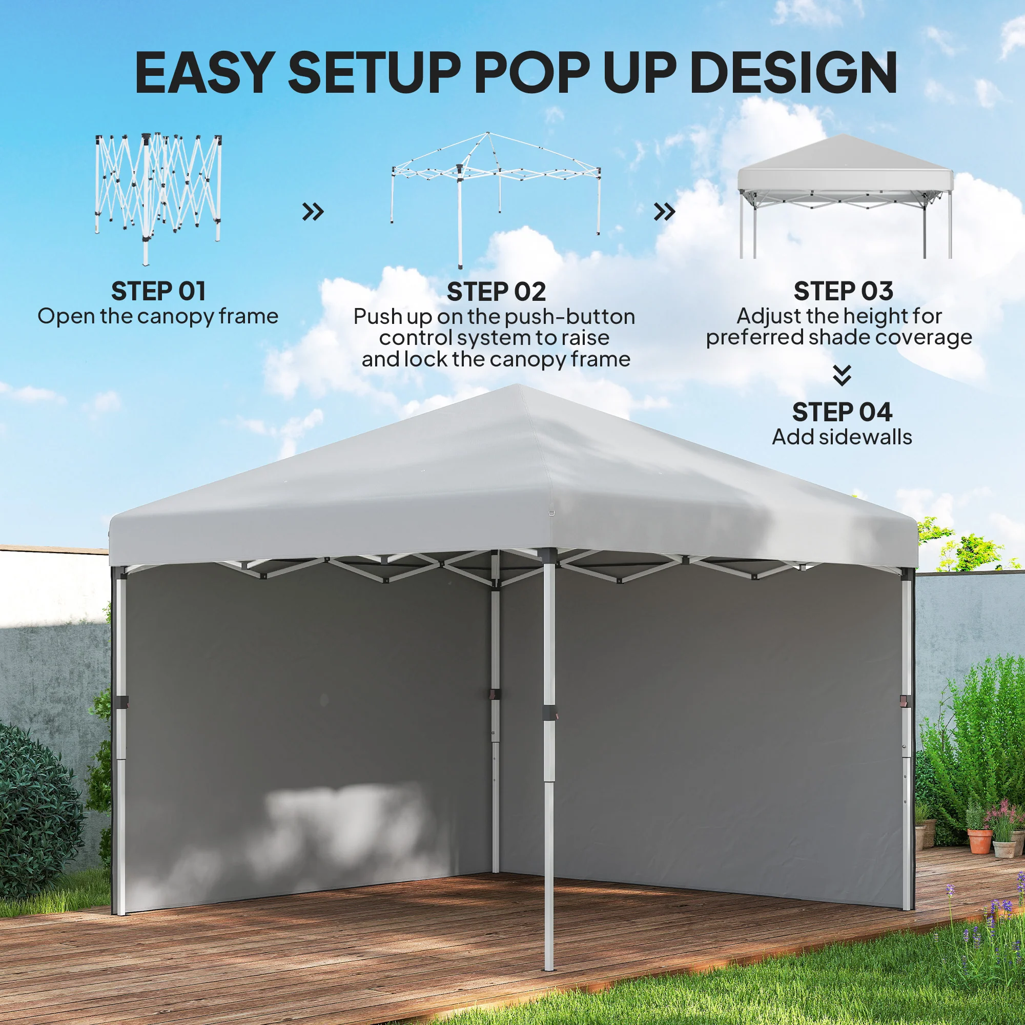 10' x 10' Pop Up Canopy Tent with Sidewalls and Roller Bag, White - Image 7