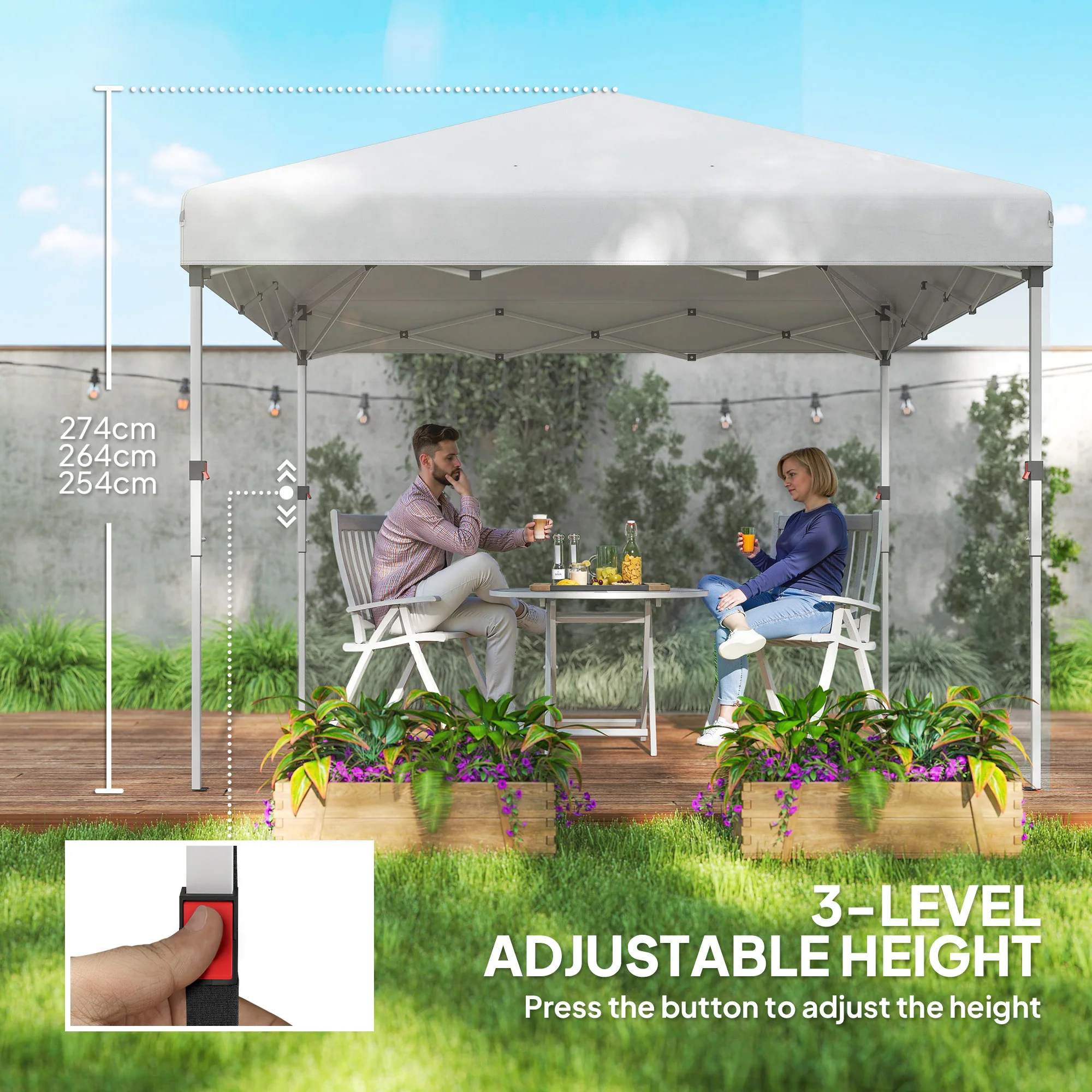 10' x 10' Pop Up Canopy Tent with Sidewalls and Roller Bag, White - Image 9