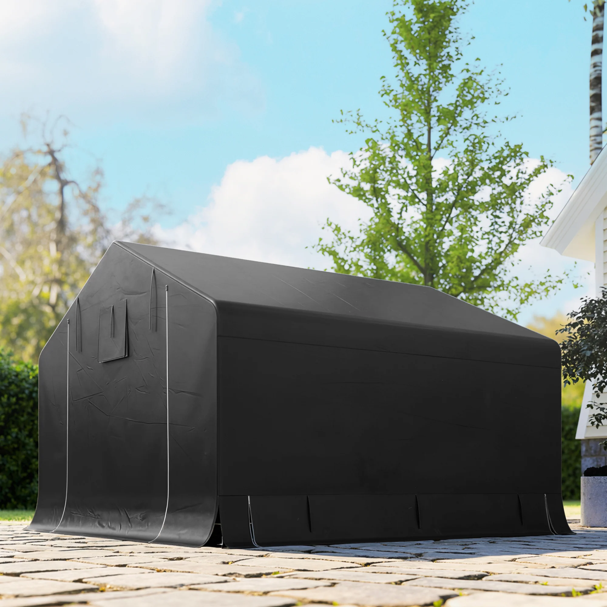 10' x 10' Portable Storage Shed with Roll-up Door, Dark Grey - Image 11