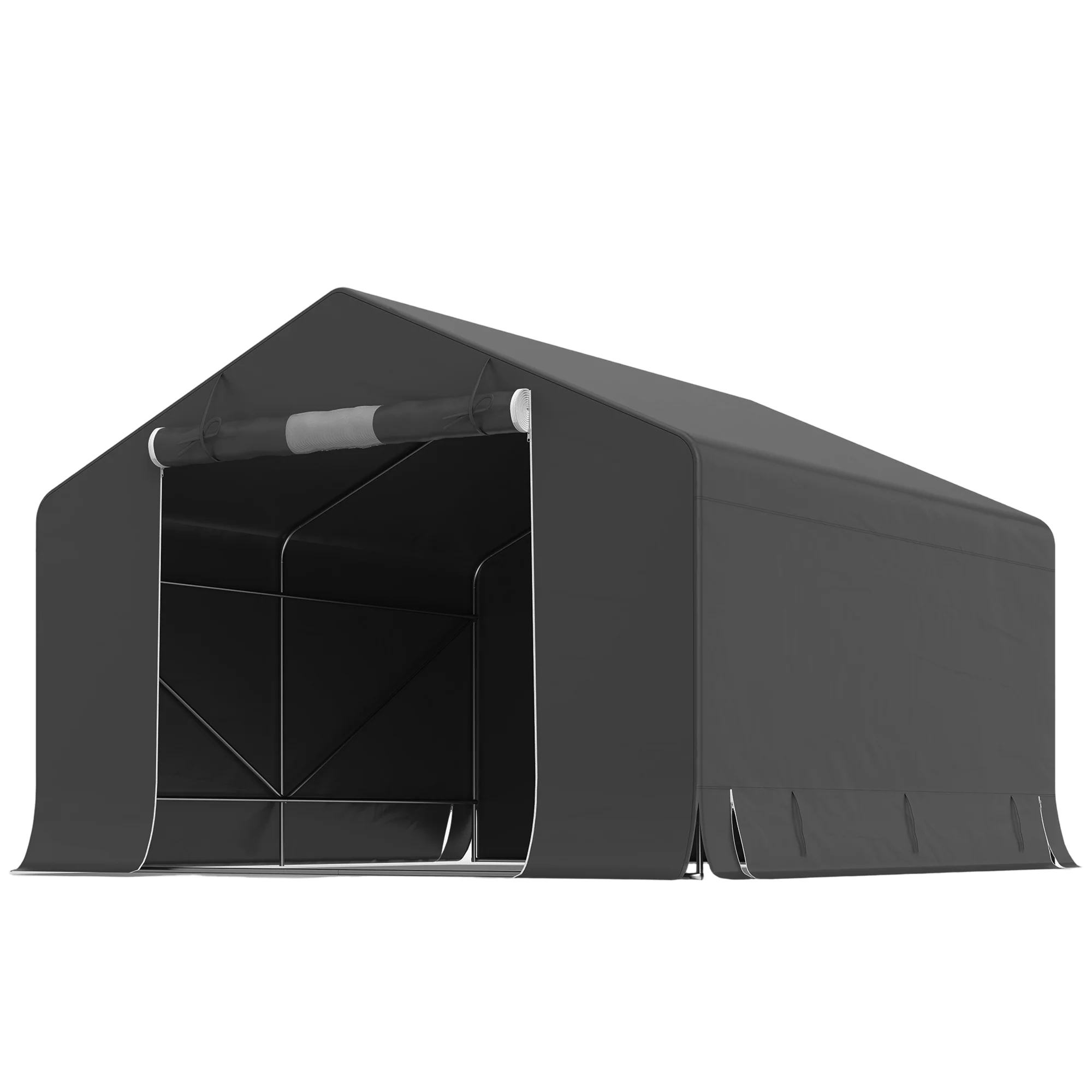 10' x 10' Portable Storage Shed with Roll-up Door, Dark Grey - Image 12