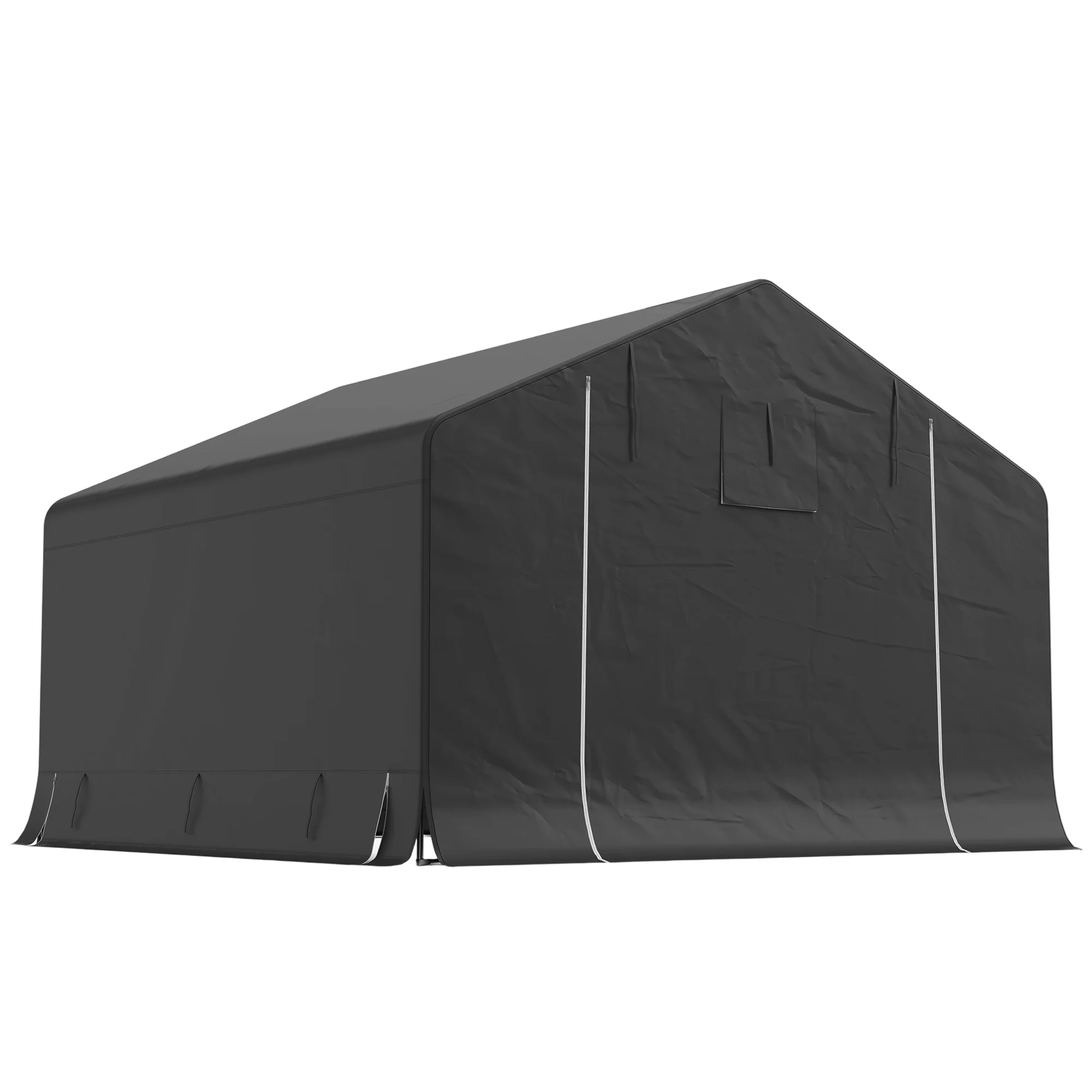 10' x 10' Portable Storage Shed with Roll-up Door, Dark Grey - Image 2