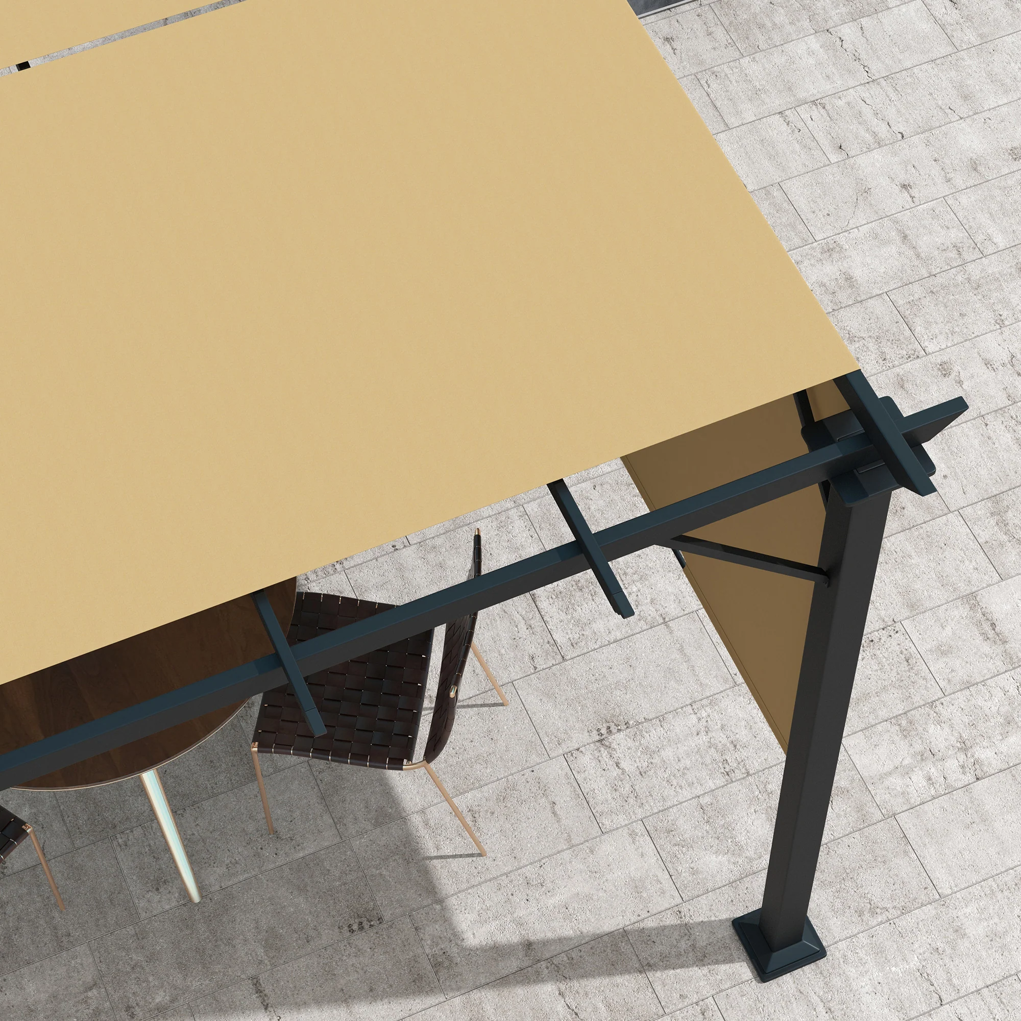 10' x 10' Outdoor Gazebo with Sun Shade Canopy and Steel Frame, Brown - Image 10