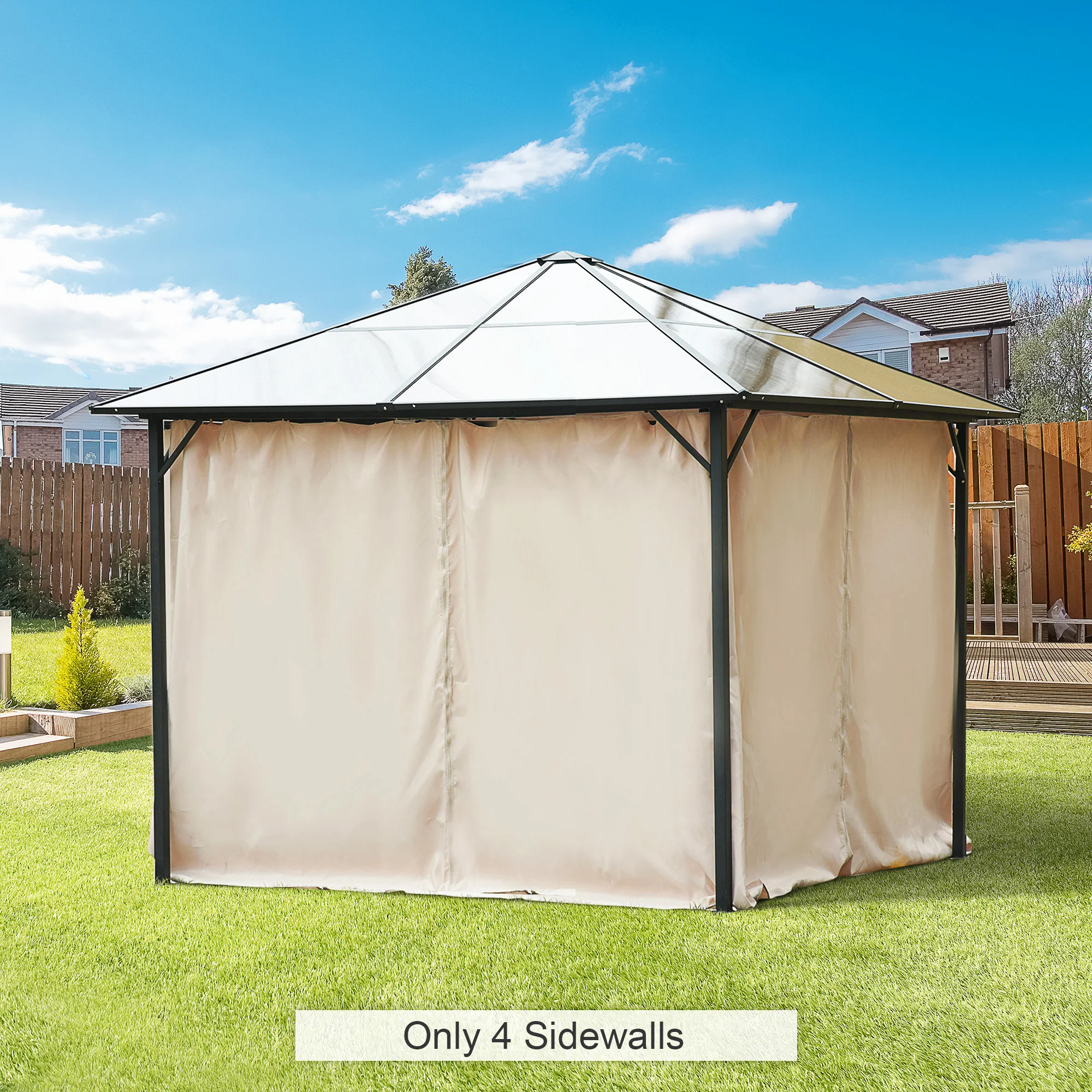 10' x 10' Universal Gazebo Sidewall Set (4 Panels) with Hooks, Beige - Image 4