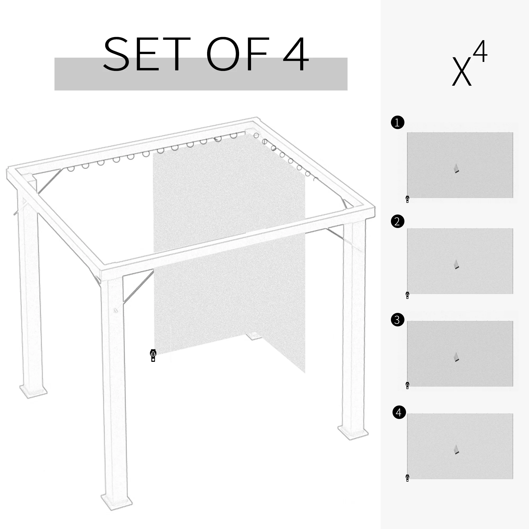 10' x 10' Universal Gazebo Sidewall Set (4 Panels) with Hooks, Beige - Image 8