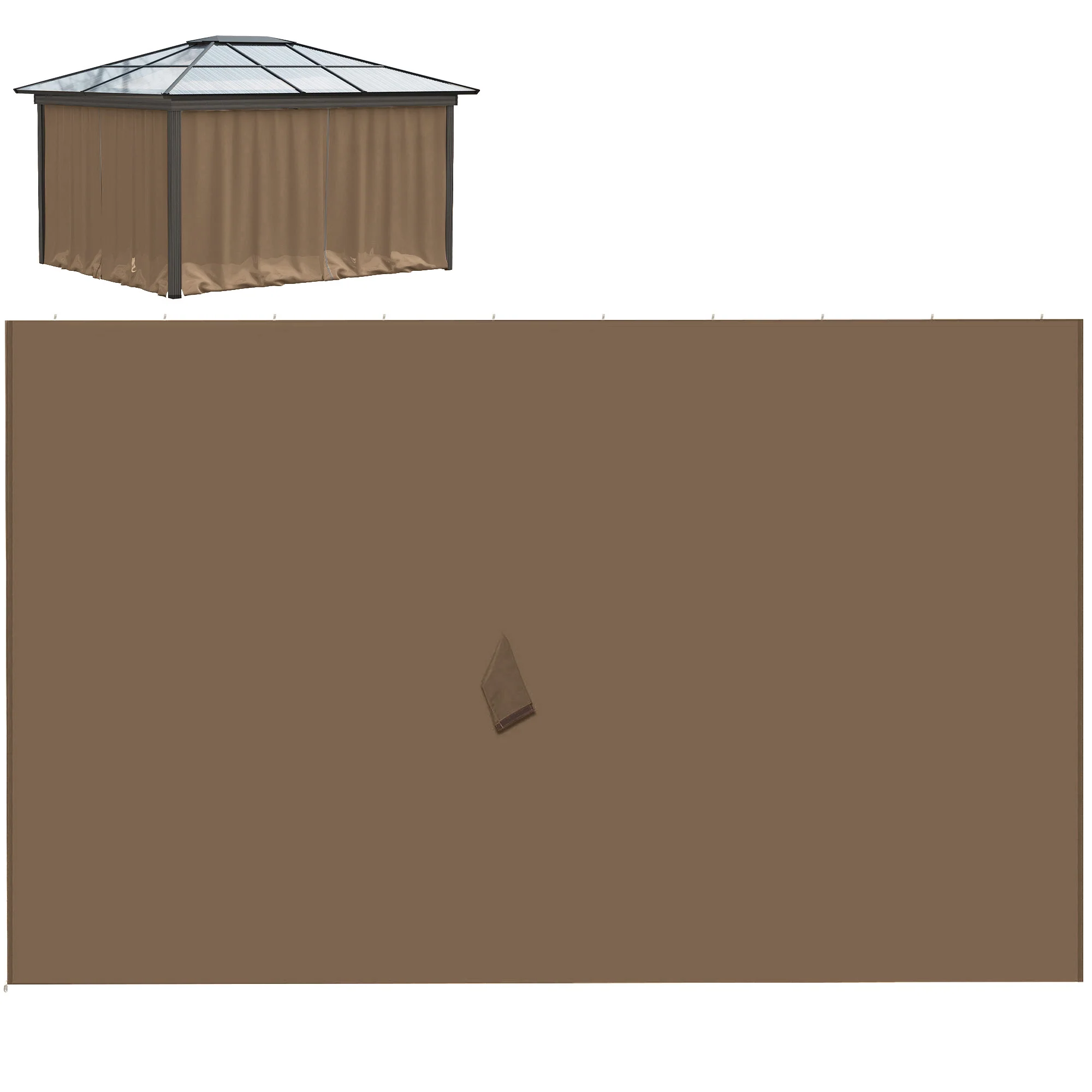 10' x 10' Universal Gazebo Sidewall Set (4 Panels) with Hooks, Brown - Image 2