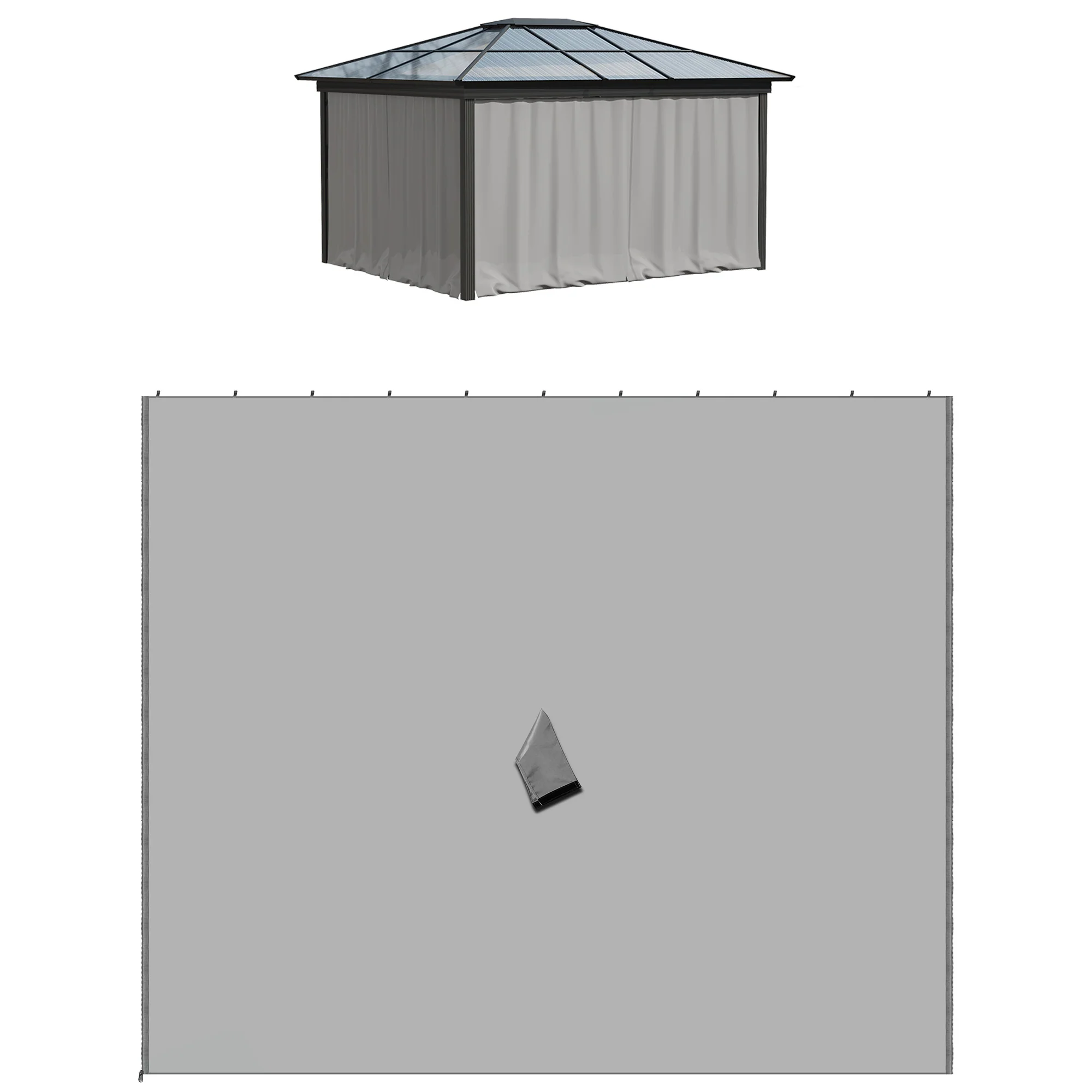 10' x 10' Universal Gazebo Sidewall Set (4 Panels) with Hooks, Light Grey - Image 2