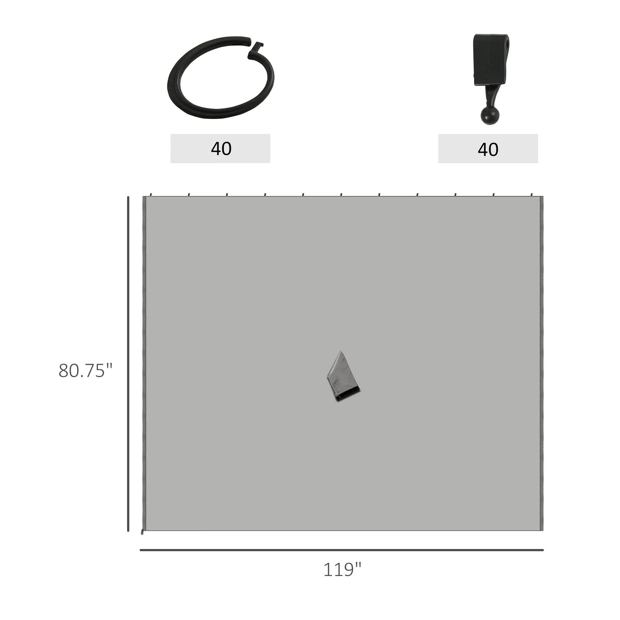 10' x 10' Universal Gazebo Sidewall Set (4 Panels) with Hooks, Light Grey - Image 5