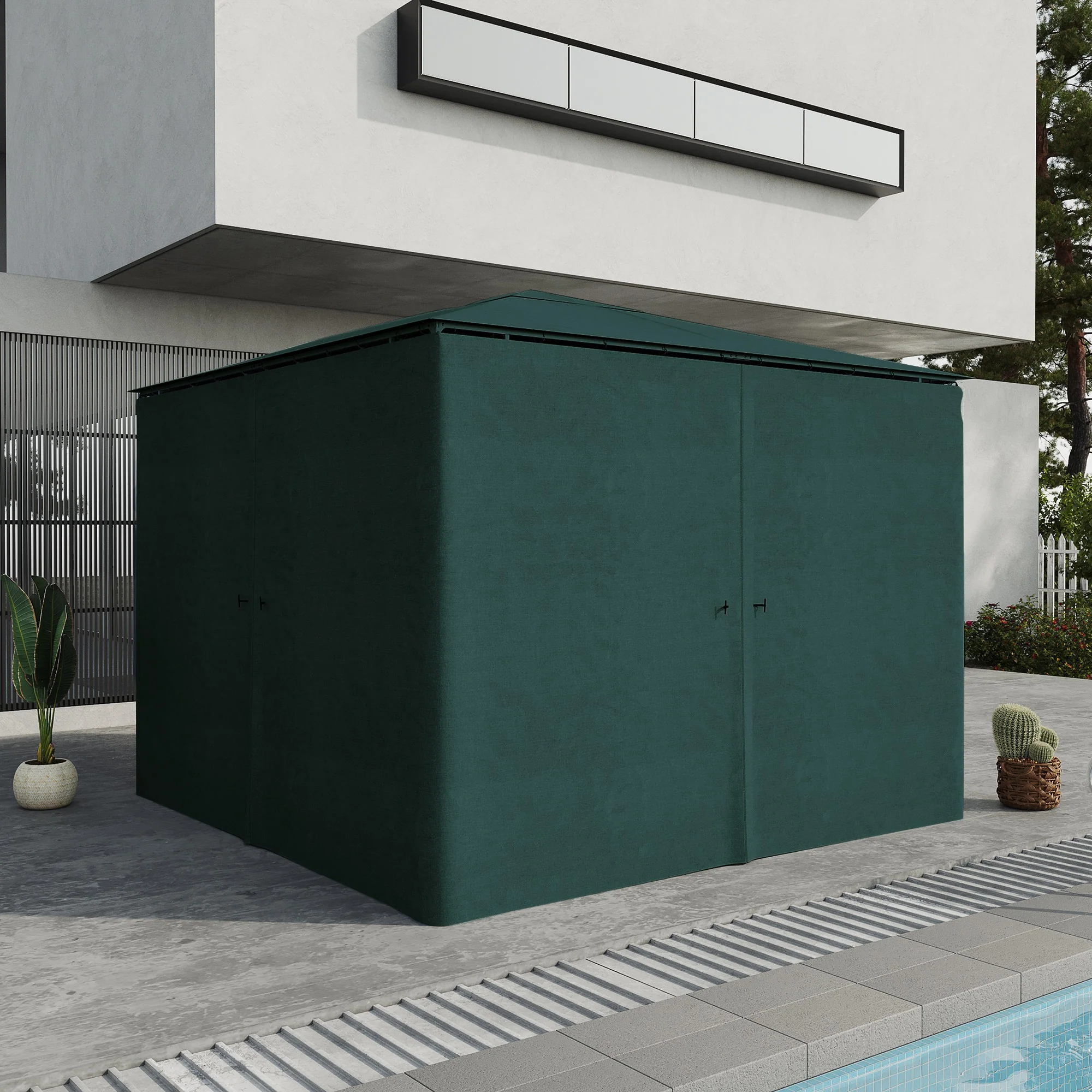 10' x 10' Universal Gazebo Sidewall Set (4 Panels) with Hooks, Slate Grey - Image 3