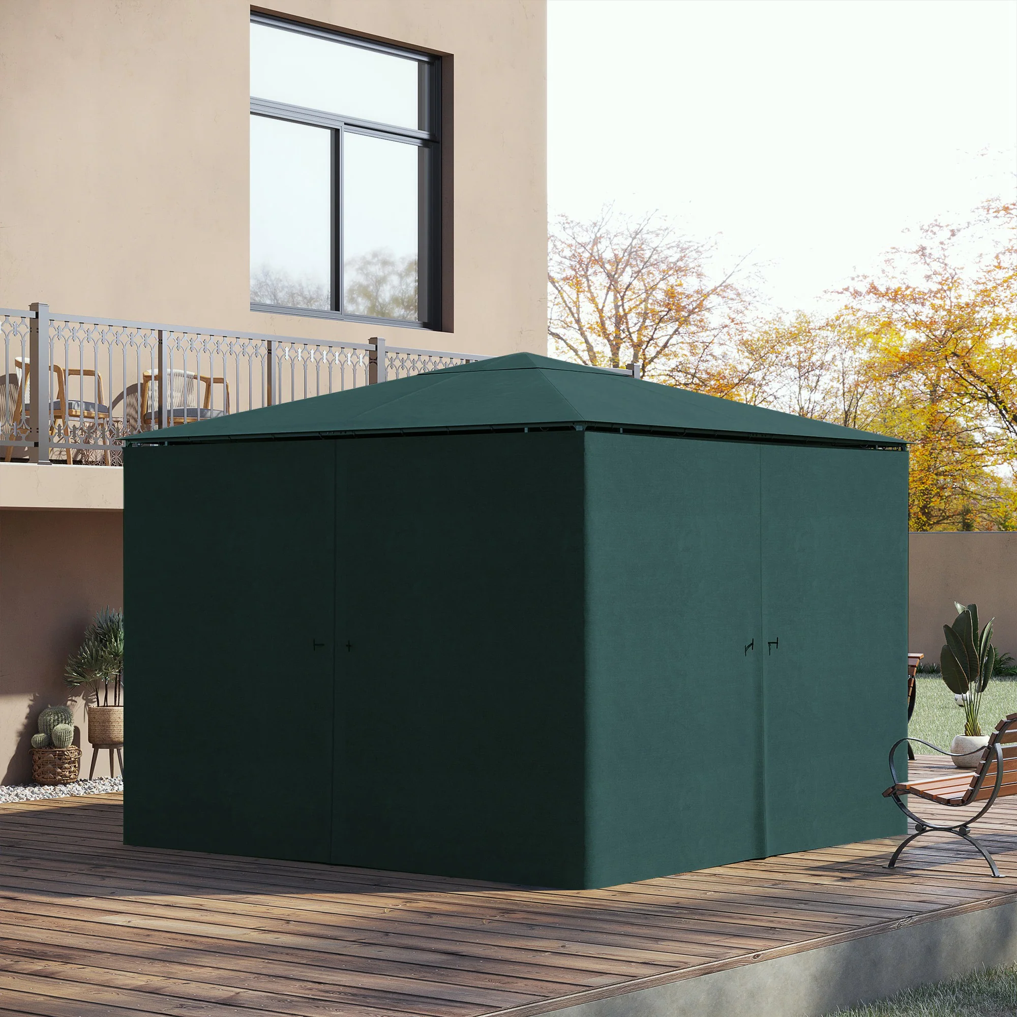 10' x 10' Universal Gazebo Sidewall Set (4 Panels) with Hooks, Slate Grey - Image 4