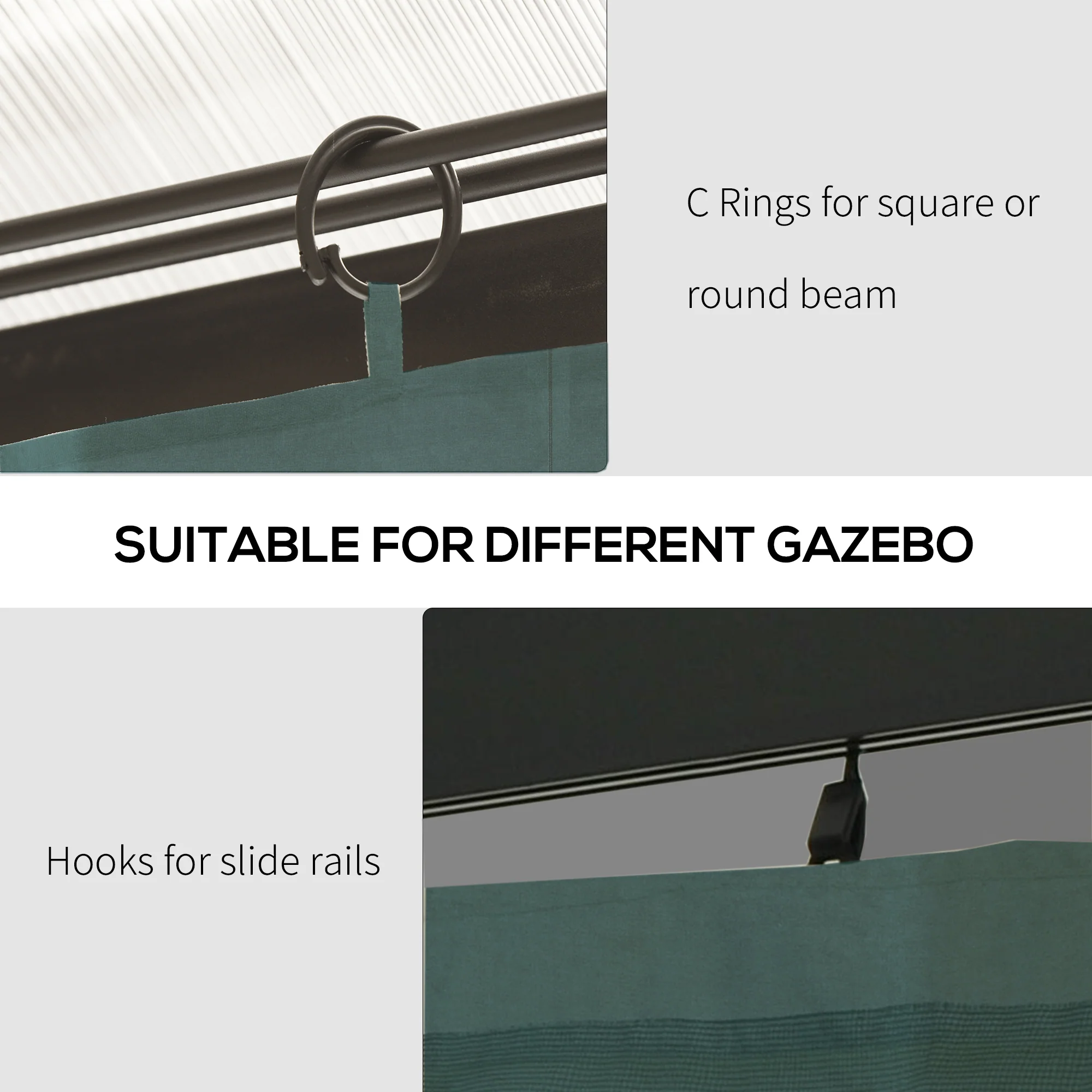 10' x 10' Universal Gazebo Sidewall Set (4 Panels) with Hooks, Slate Grey - Image 9