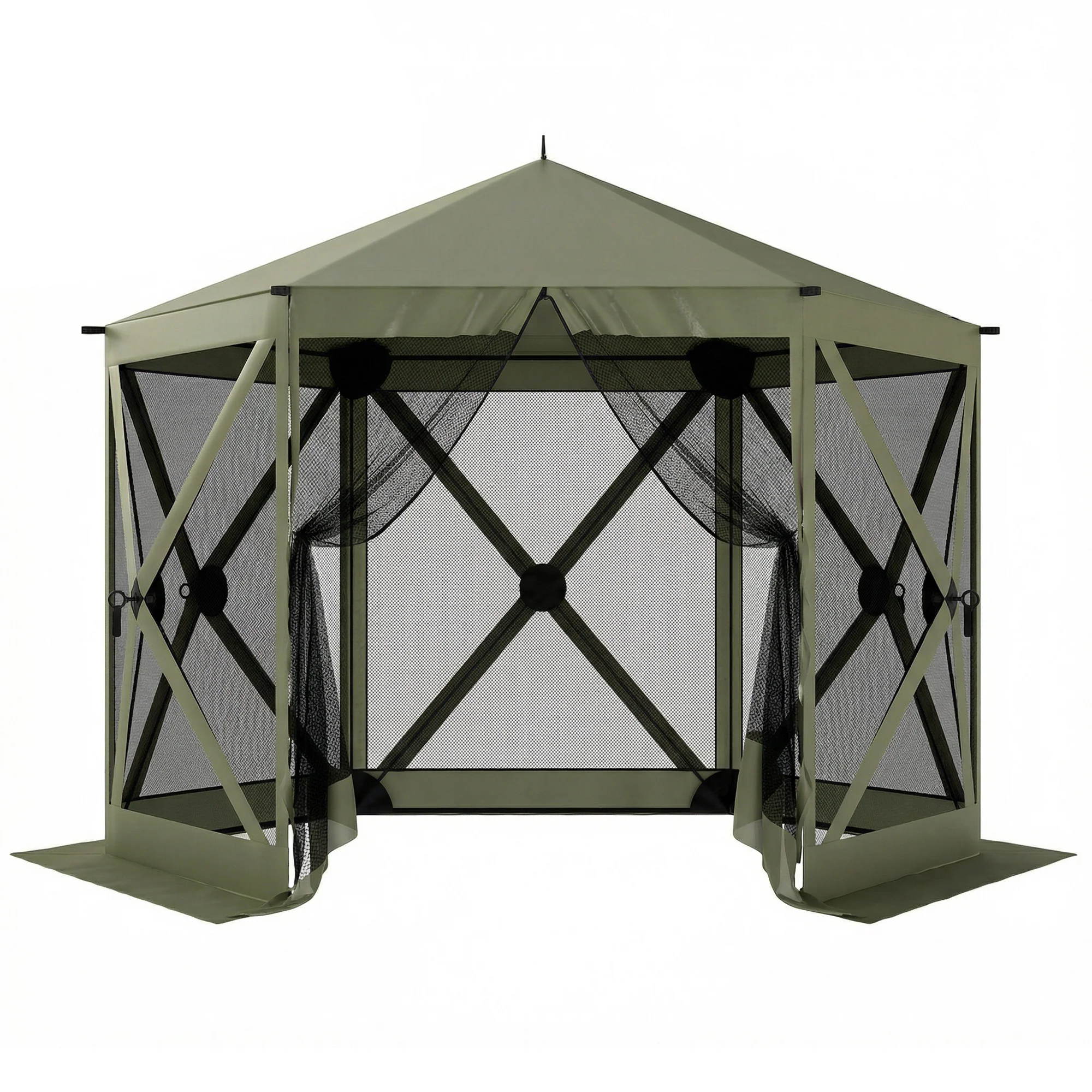 10' x 11' Pop Up Gazebo Screen Tent with Mesh Netting, Dark Green - Image 12
