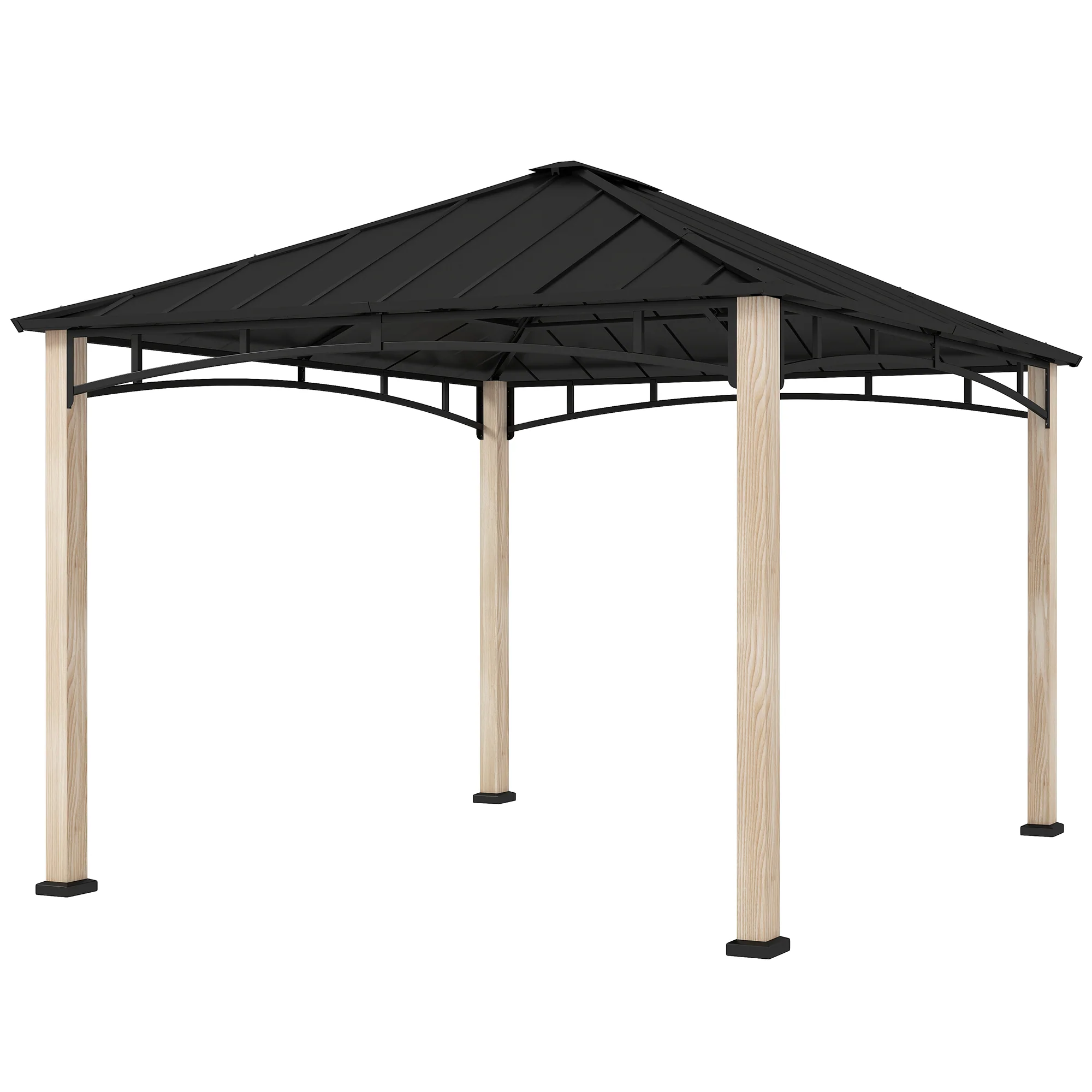 10' x 12' Hardtop Gazebo with Galvanized Metal Roof & Wood Grain Frame - Image 2