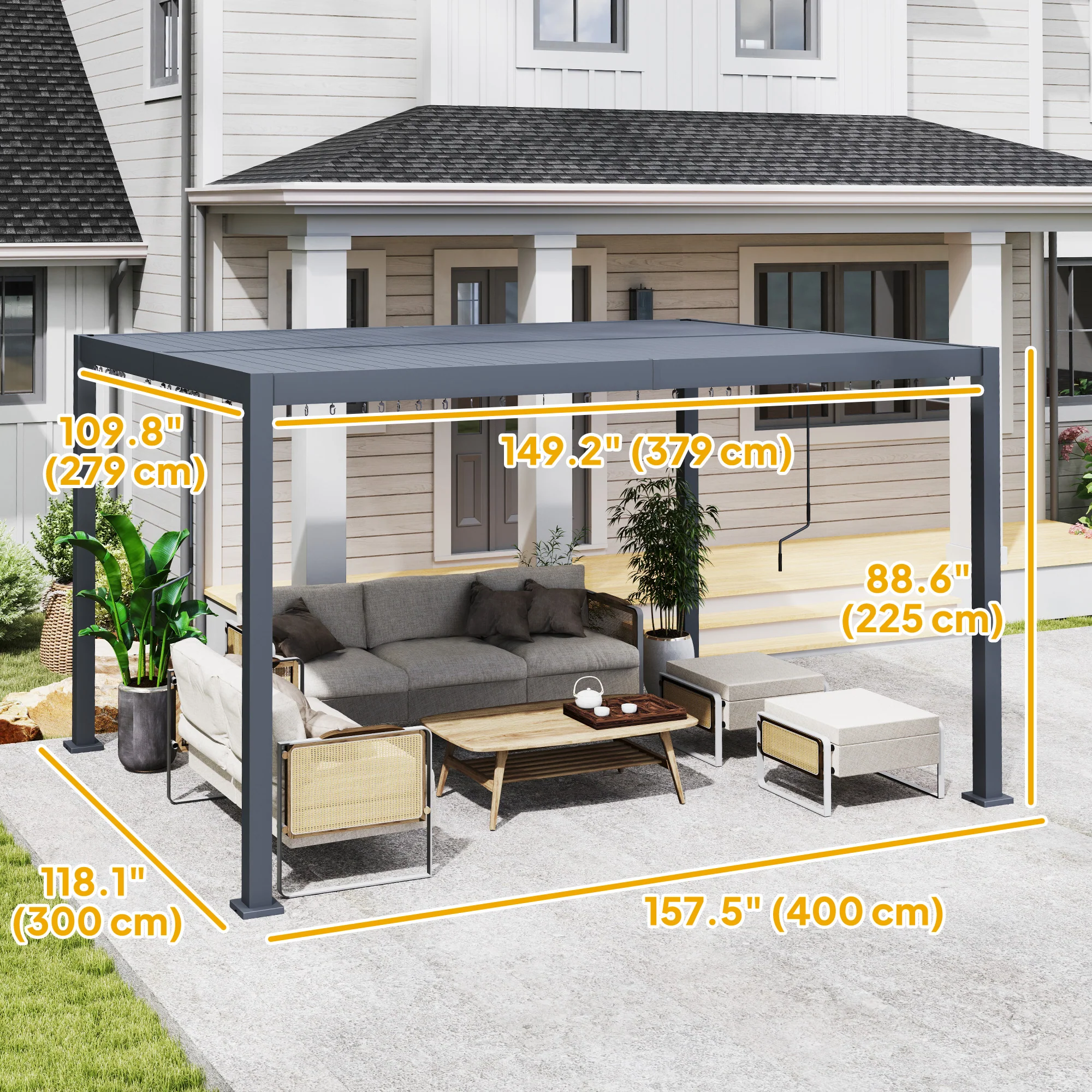 10' x 12' Louvered Pergola with Adjustable Metal Roof, Aluminum Frame - Image 5