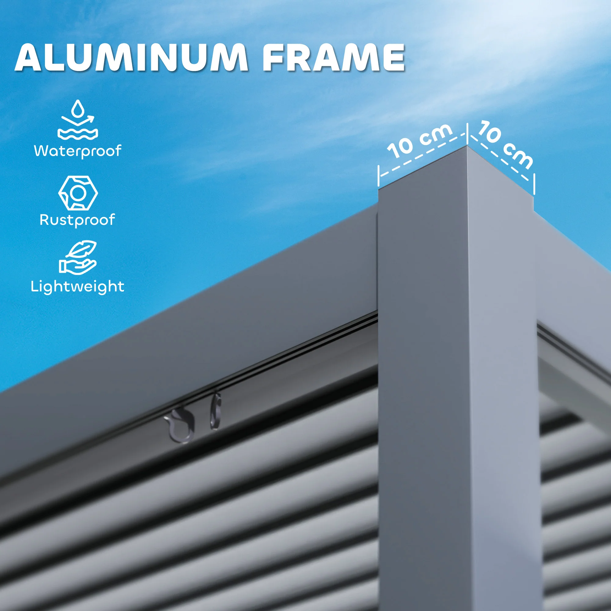 10' x 12' Louvered Pergola with Adjustable Metal Roof, Aluminum Frame - Image 7