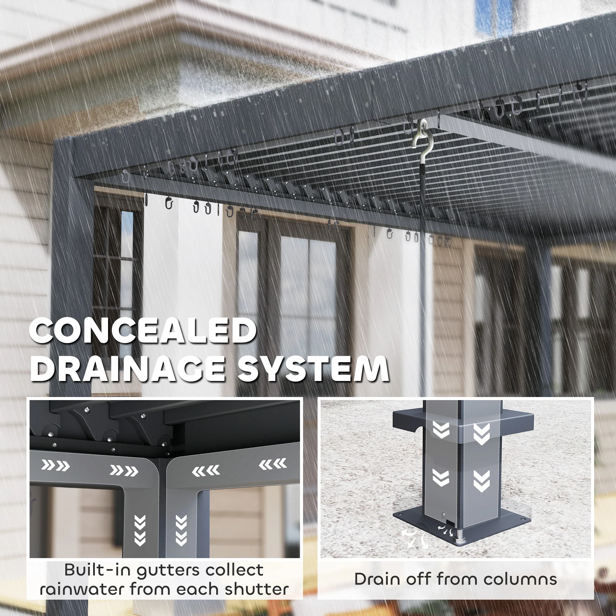 10' x 12' Louvered Pergola with Adjustable Metal Roof, Aluminum Frame - Image 8