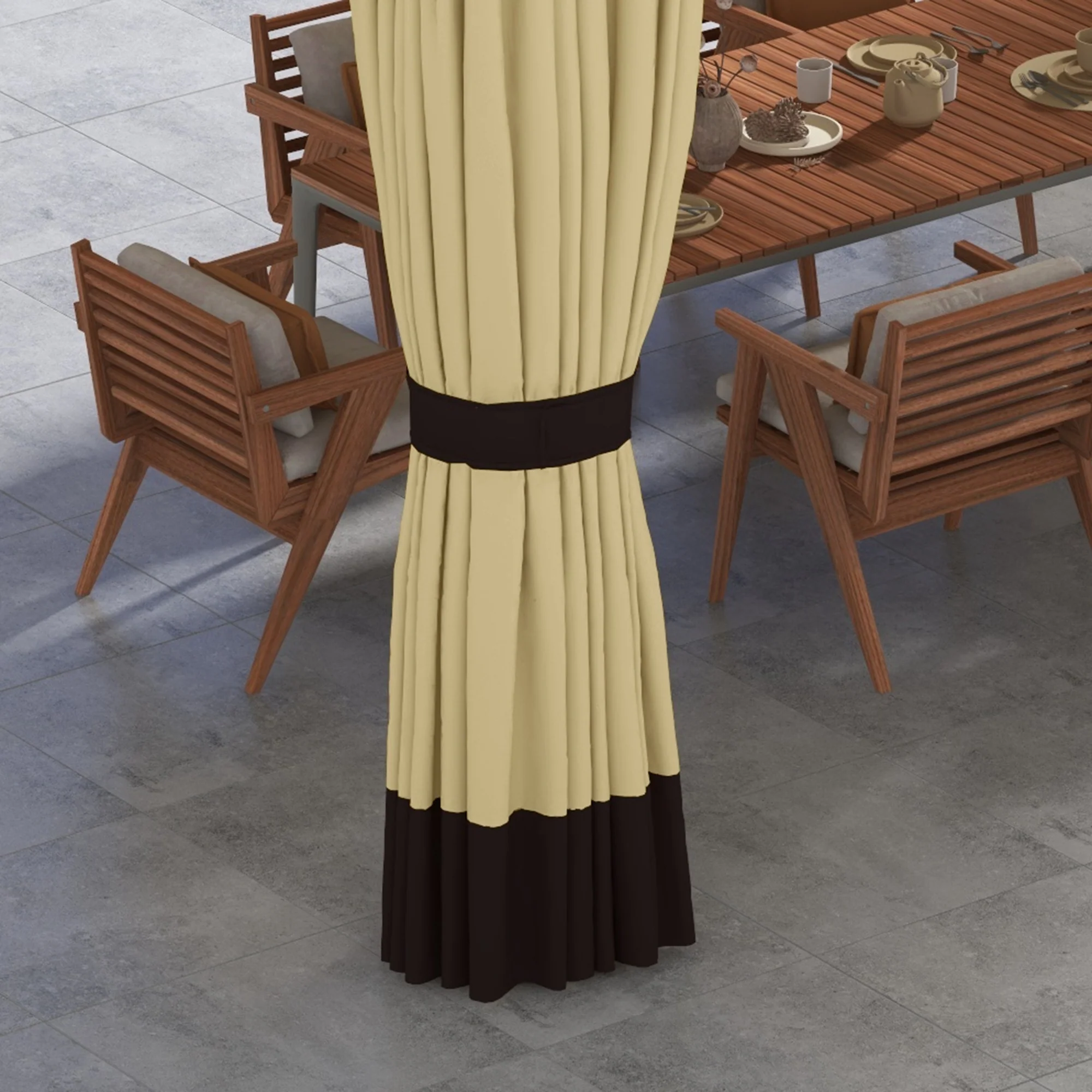10' x 12' Double Roof Gazebo with Netting & Curtains, Beige - Image 11