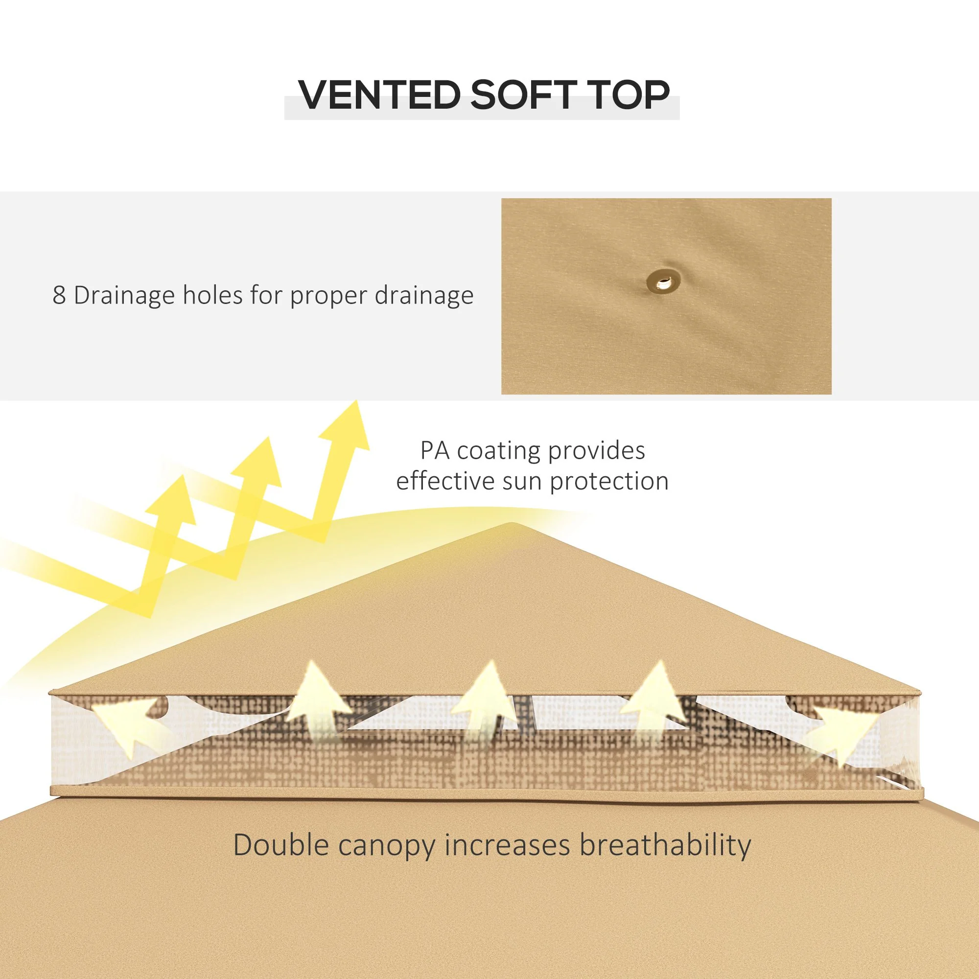 10' x 12' Patio Gazebo with Corner Shelves and Netting, Brown - Image 8