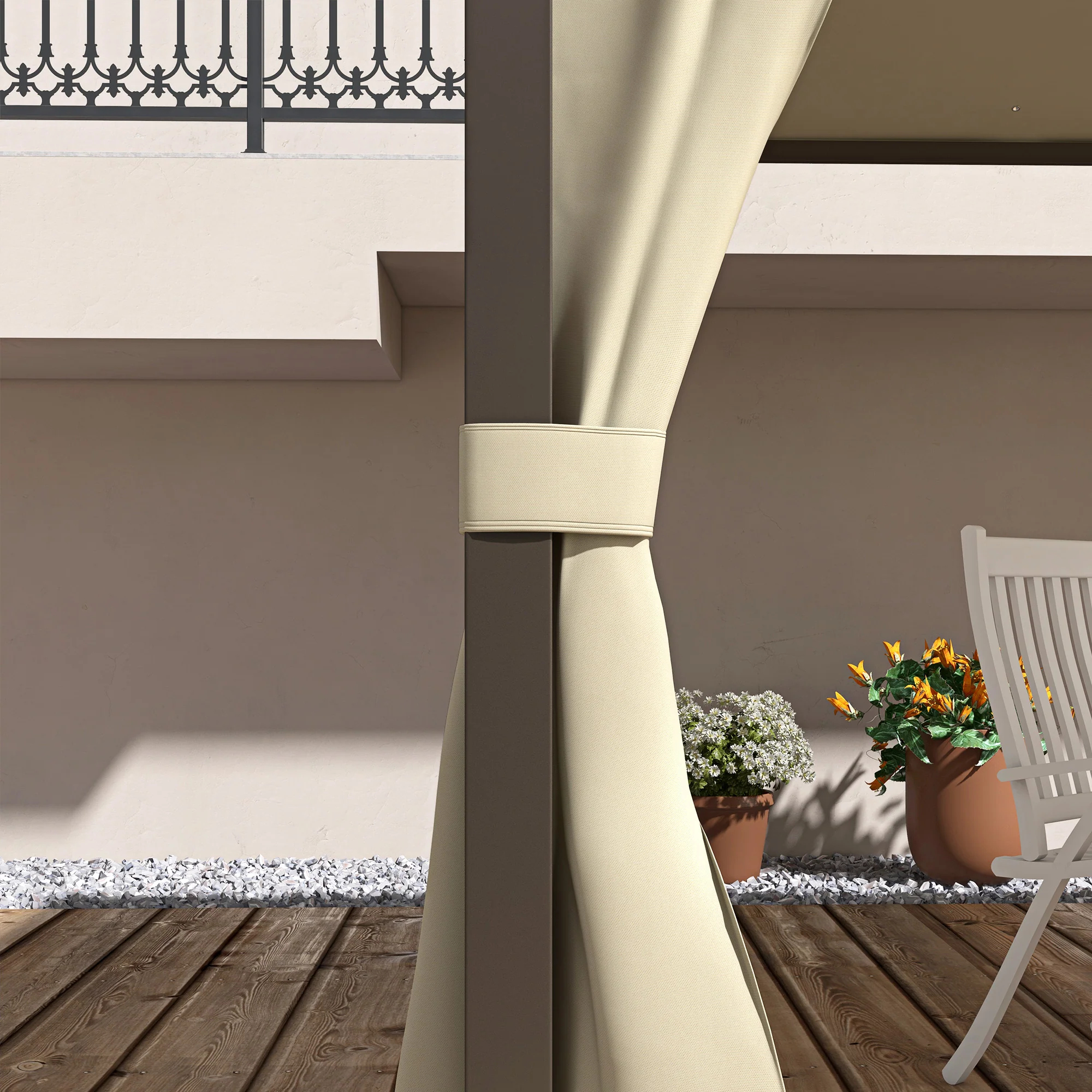 10' x 12' Steel Patio Gazebo with Privacy Curtains - Image 11