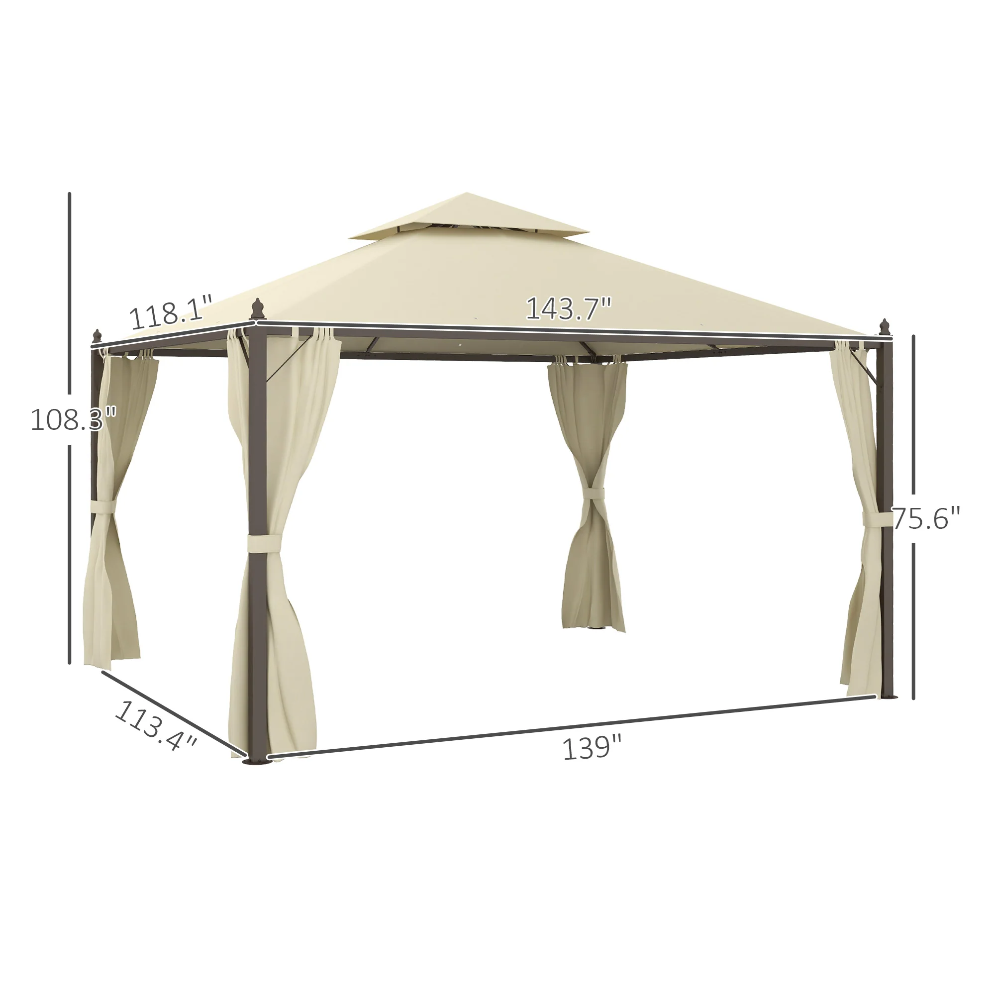 10' x 12' Steel Patio Gazebo with Privacy Curtains - Image 5