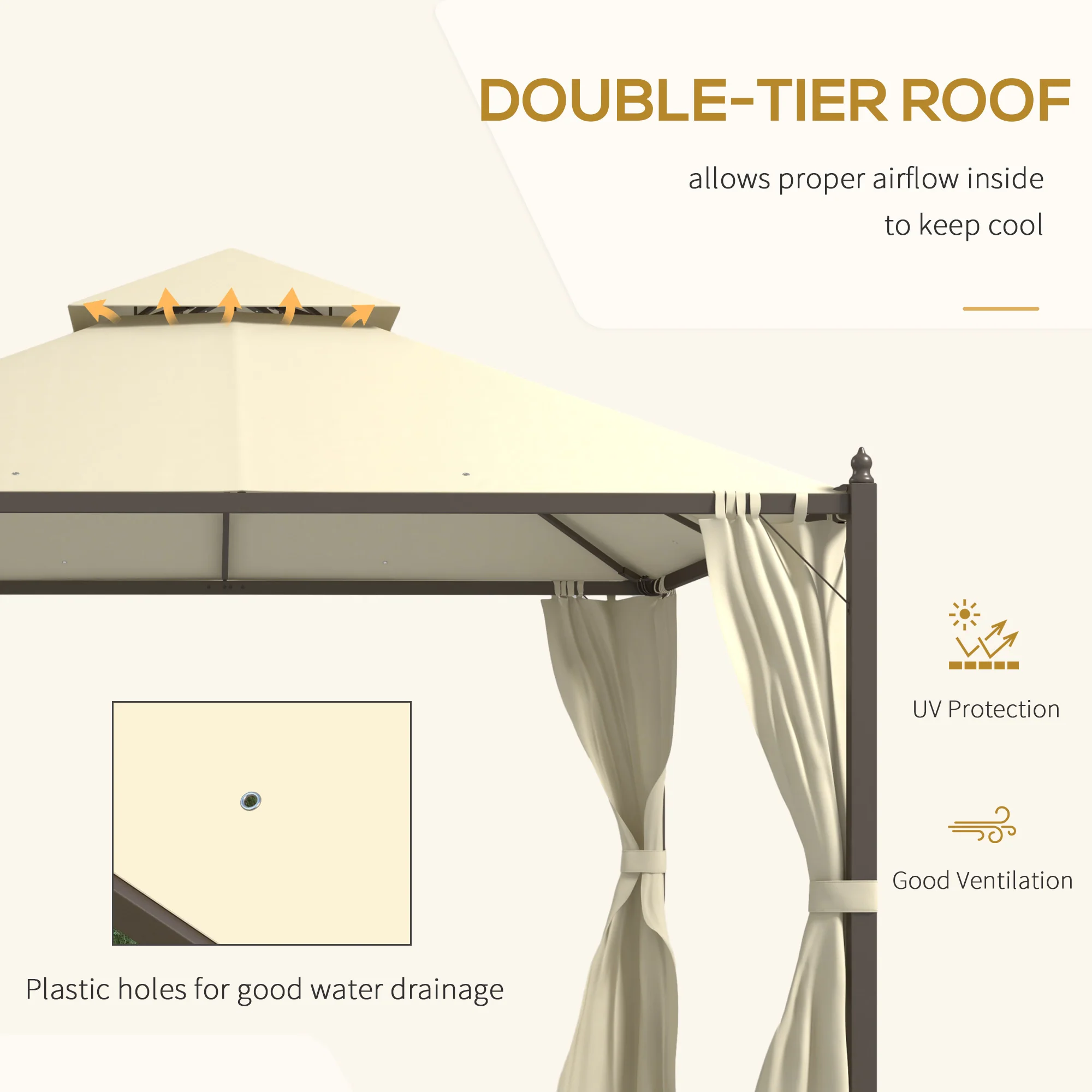 10' x 12' Steel Patio Gazebo with Privacy Curtains - Image 6
